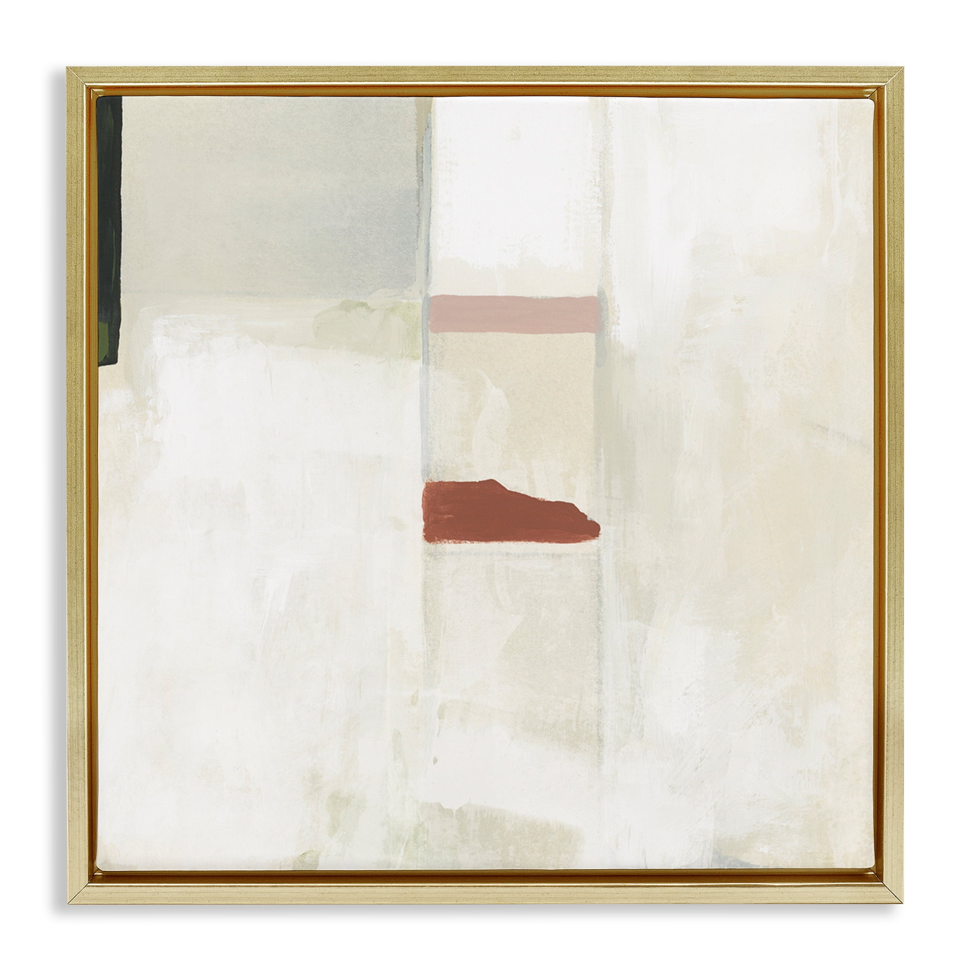 Stupell Industries Abstract with Terracotta Accent Abstract Painting Gold Floater Framed Canvas Art Print Wall Art, 25 x 25