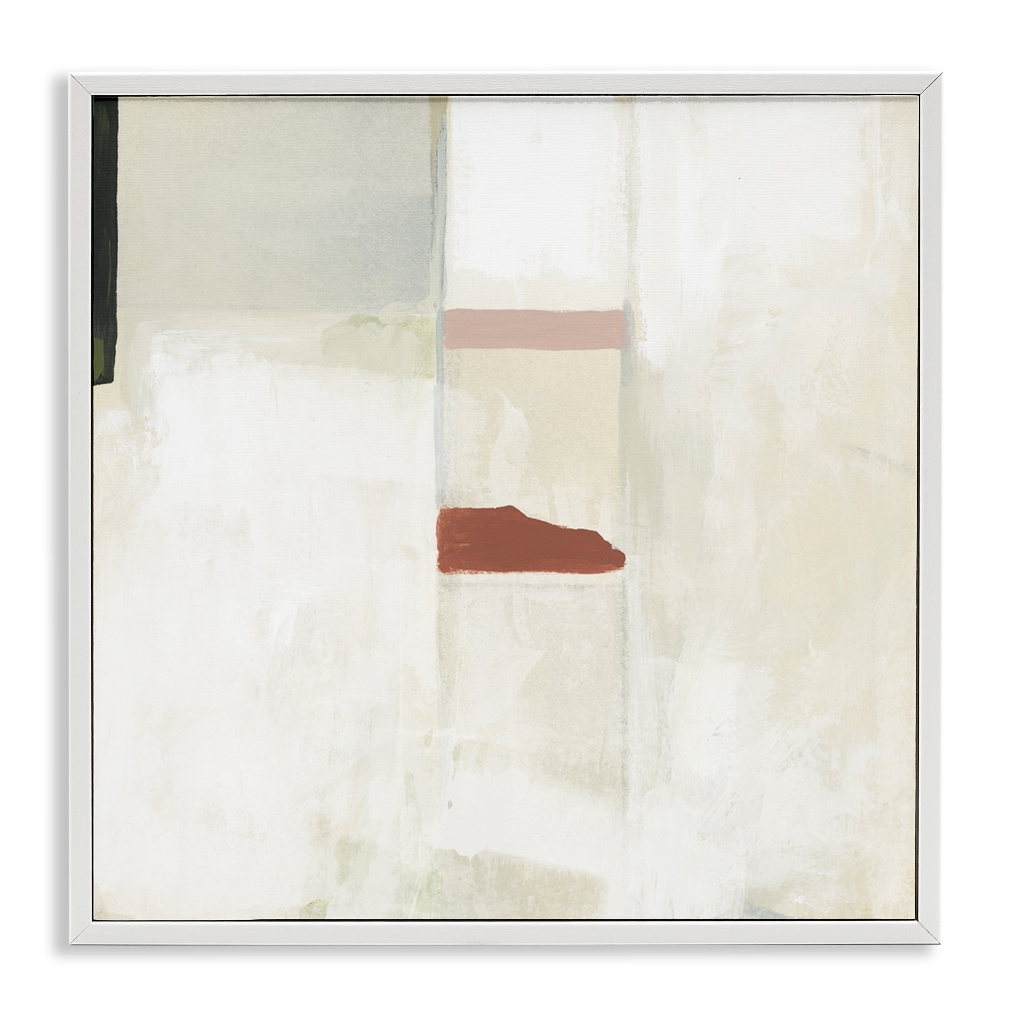 Stupell Industries Abstract with Terracotta Accent Abstract Painting White Framed Art Print Wall Art, 24 x 24