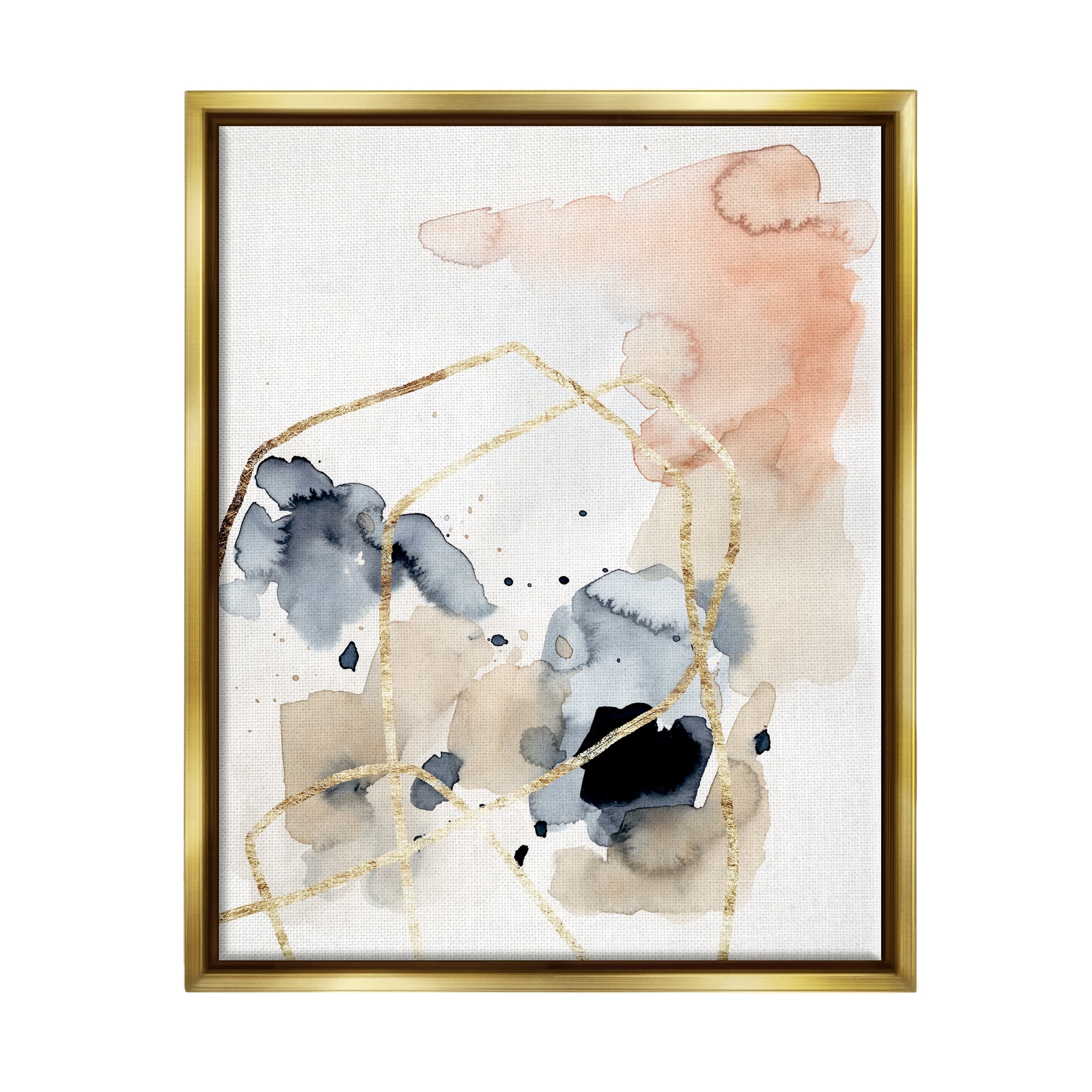 Stupell Industries Abstracted Musical Beats Boho Inspired Design Metallic Gold Framed Floating Canvas Wall Art, 24x30, by Victoria Barnes
