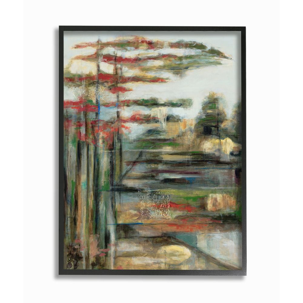 Abstract Pastel Landscape Canvas Print with Black Frame for Kids Nursery