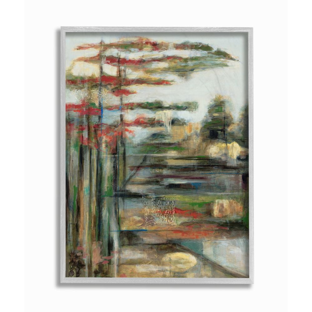 Stupell Industries Abstracted Pastel Landscape Red Green Blue Designed by Third and Wall