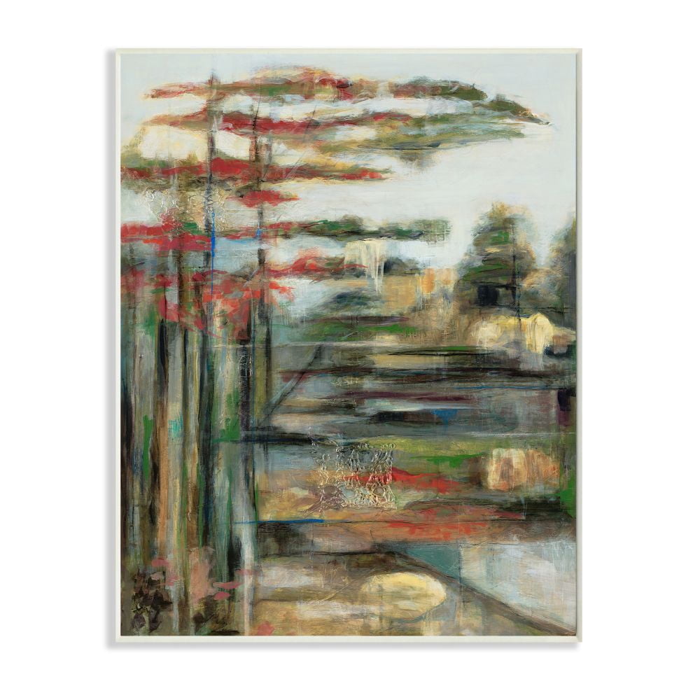 Stupell Industries Abstracted Pastel Landscape Red Green Blue Designed by Third and Wall