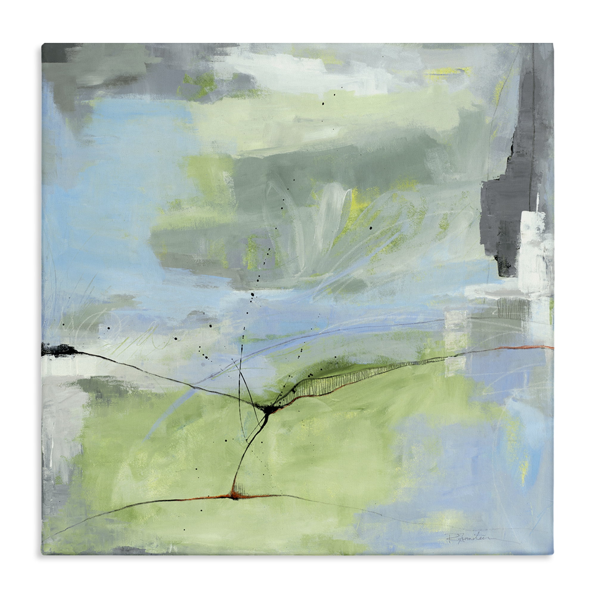 Stupell Industries Abstraction with Streaked Line Abstract Painting Gallery Wrapped Canvas Art Print Wall Art, 30 x 30