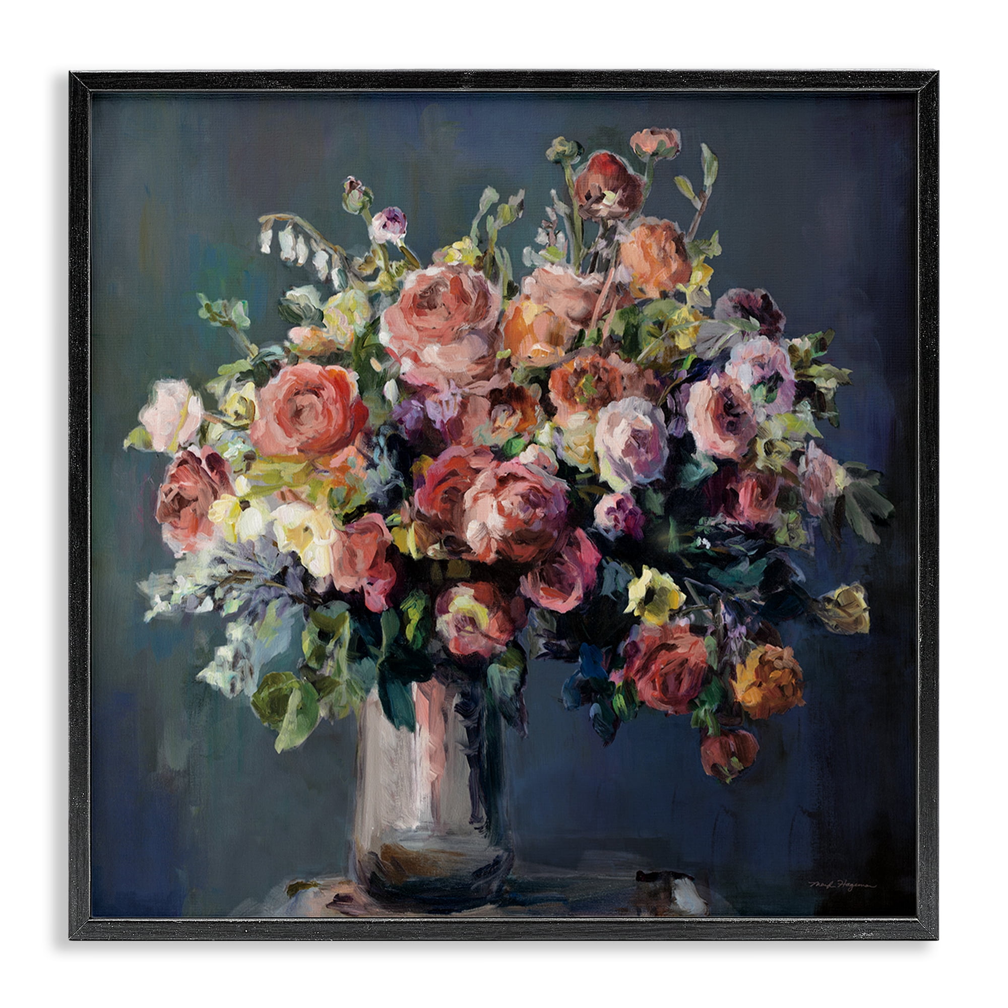 Stupell Industries Abundant Dark Bouquet Botanical & Floral Painting Black Framed Art Print Wall Art, 12 x 12