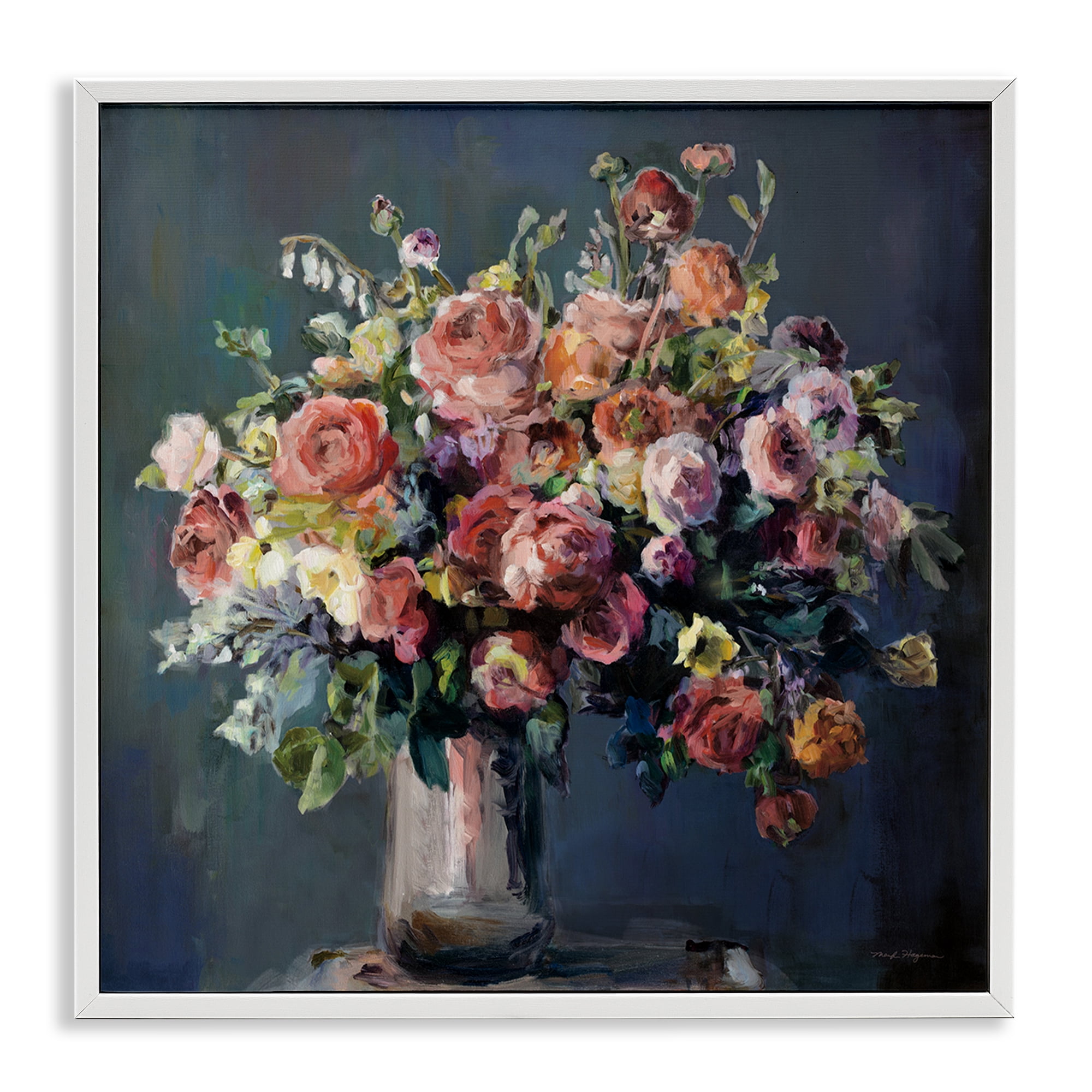 Stupell Industries Abundant Dark Bouquet Botanical & Floral Painting White Framed Art Print Wall Art, 17 x 17