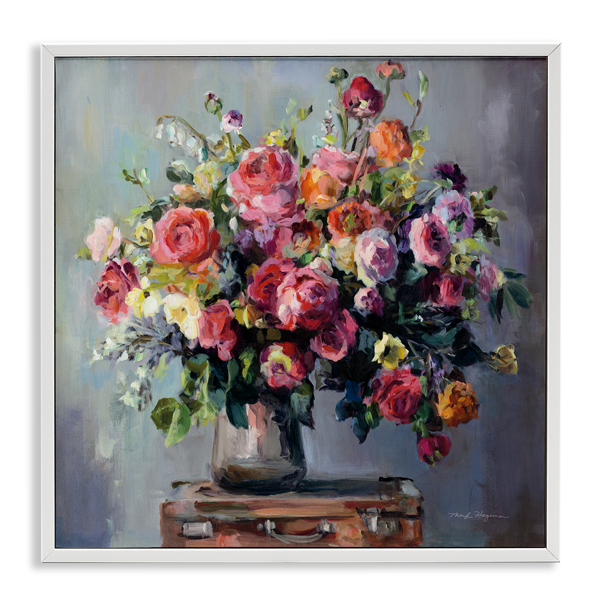 Stupell Industries Abundant Rose Bouquet Plants & Flowers Painting White Framed Art Print Wall Art, 12 x 12