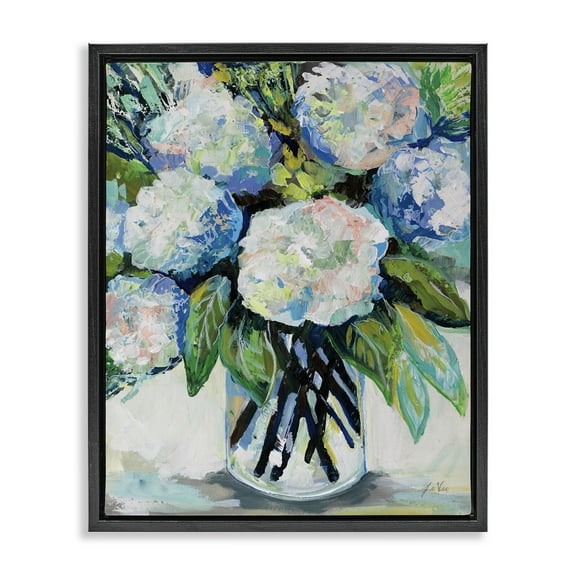 Stupell Industries Abundant White Hydrangeas Botanical & Floral Painting Black Floater Framed Art Print Wall Art, 17 x 21