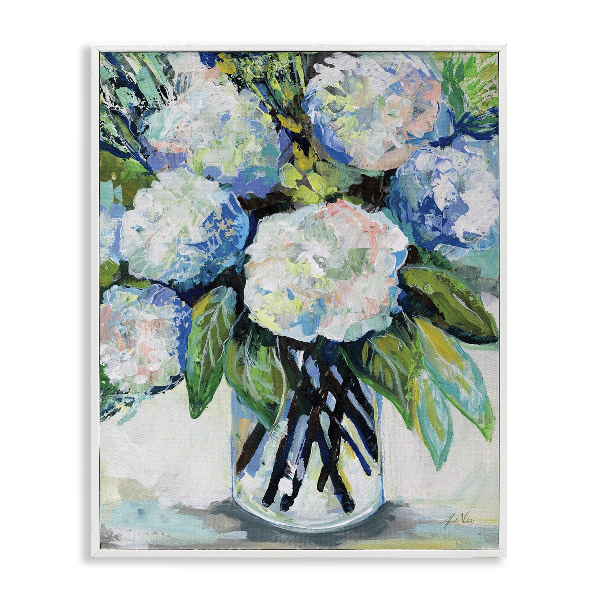 Stupell Industries Abundant White Hydrangeas Botanical & Floral Painting White Framed Art Print Wall Art, 16 x 20