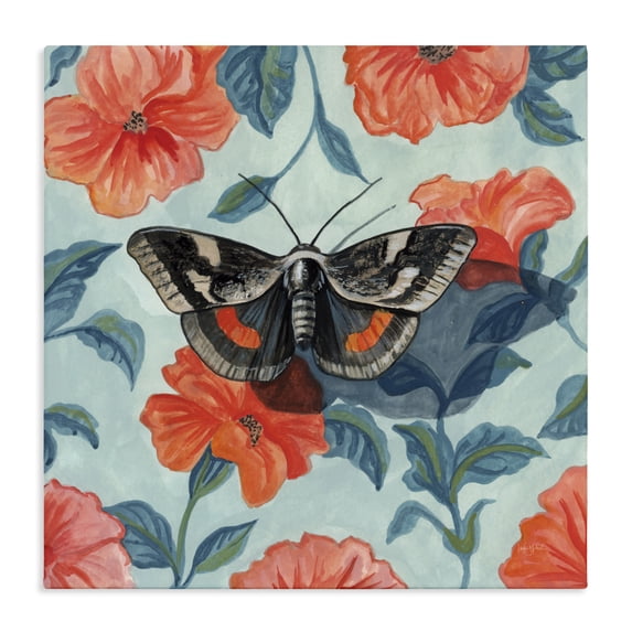 Stupell Industries Eclectic Academia Moth On Floral Canvas Art, 17 x 17, by Kate Jarvik Birch