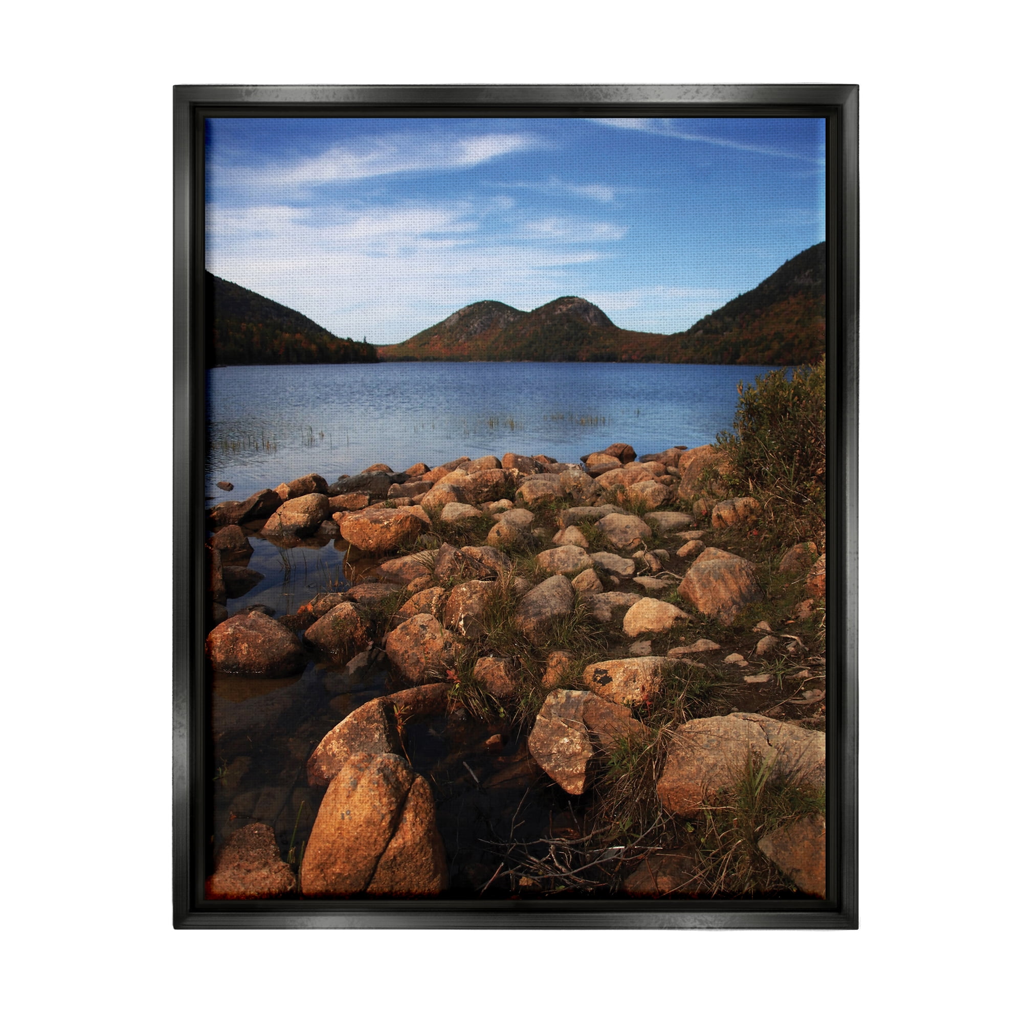 Stupell Industries Acadia Pond Photography Nature Photography Black Floater Framed Art Print Wall Art, 25 x 31