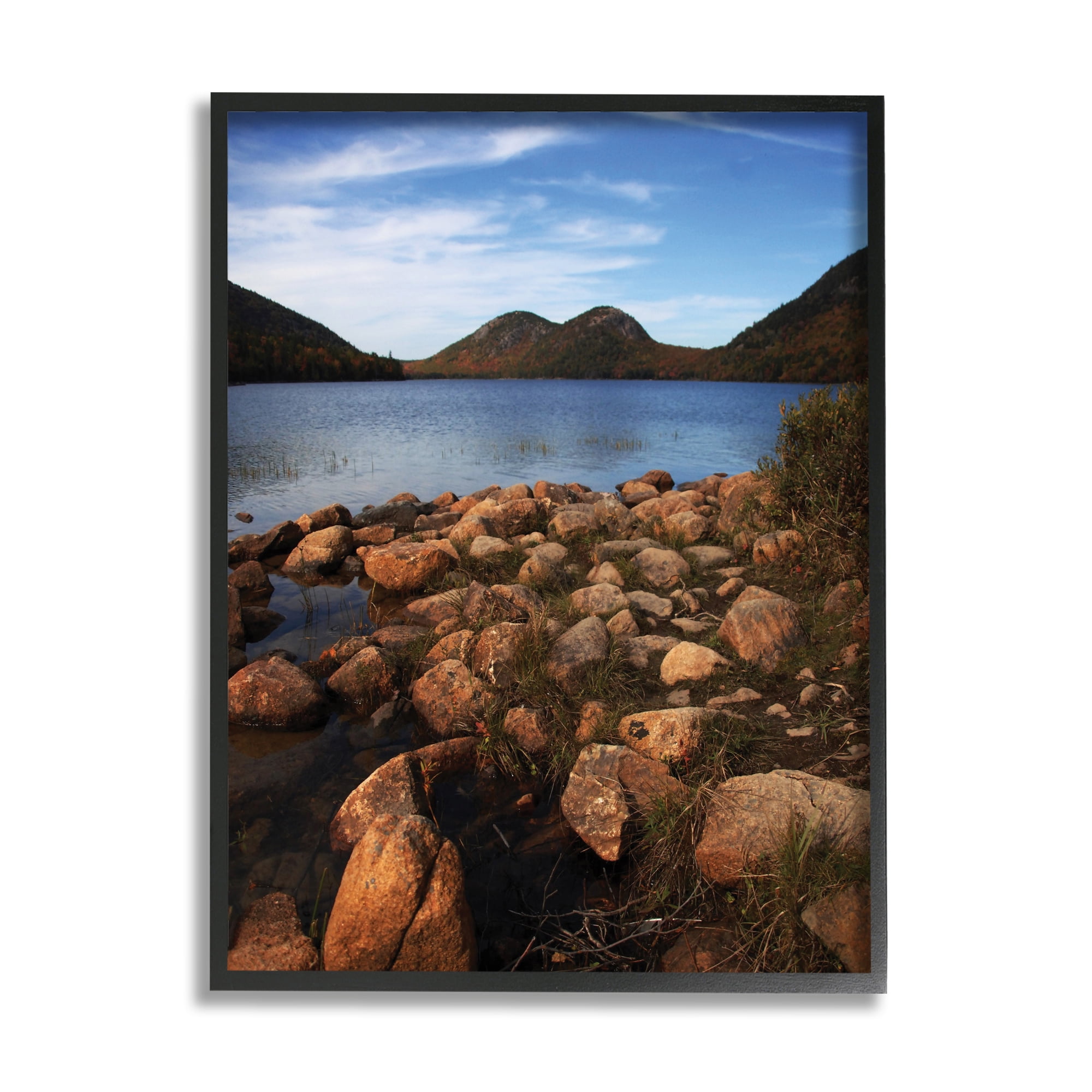 Stupell Industries Acadia Pond Photography Nature Photography Black Framed Art Print Wall Art, 16 x 20