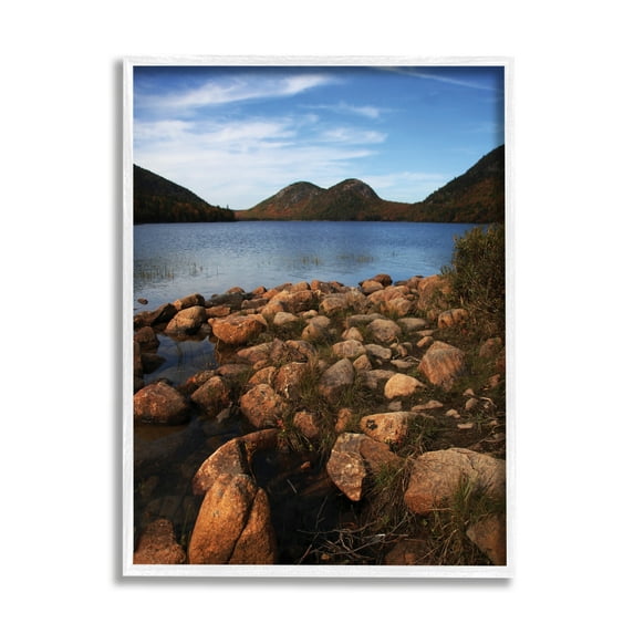 Stupell Industries Acadia Pond Photography Nature Photography White Framed Art Print Wall Art, 24 x 30