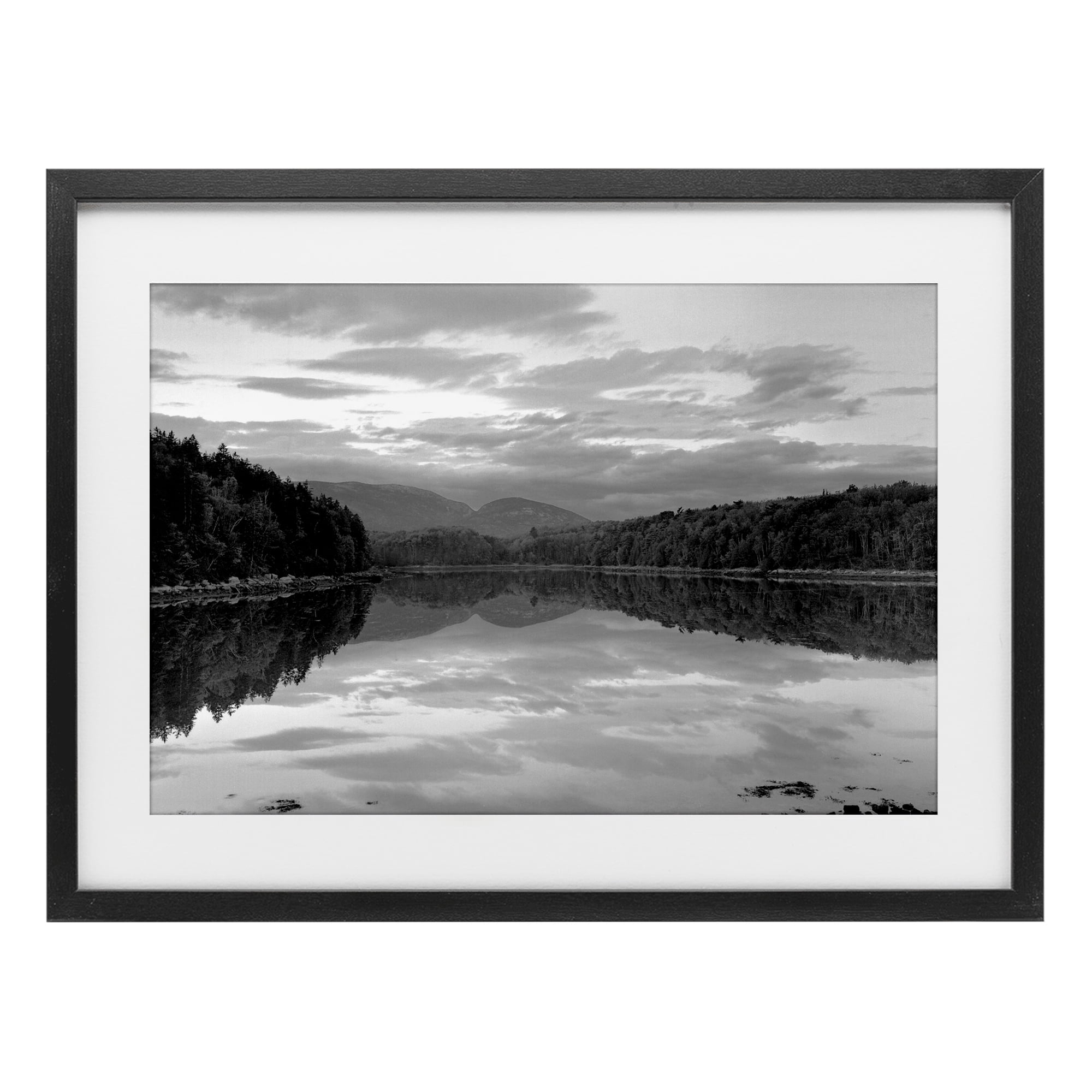 Stupell Industries Acadia Reflection in Monochrome Black Framed Print Under Glass, design by MJ Photography