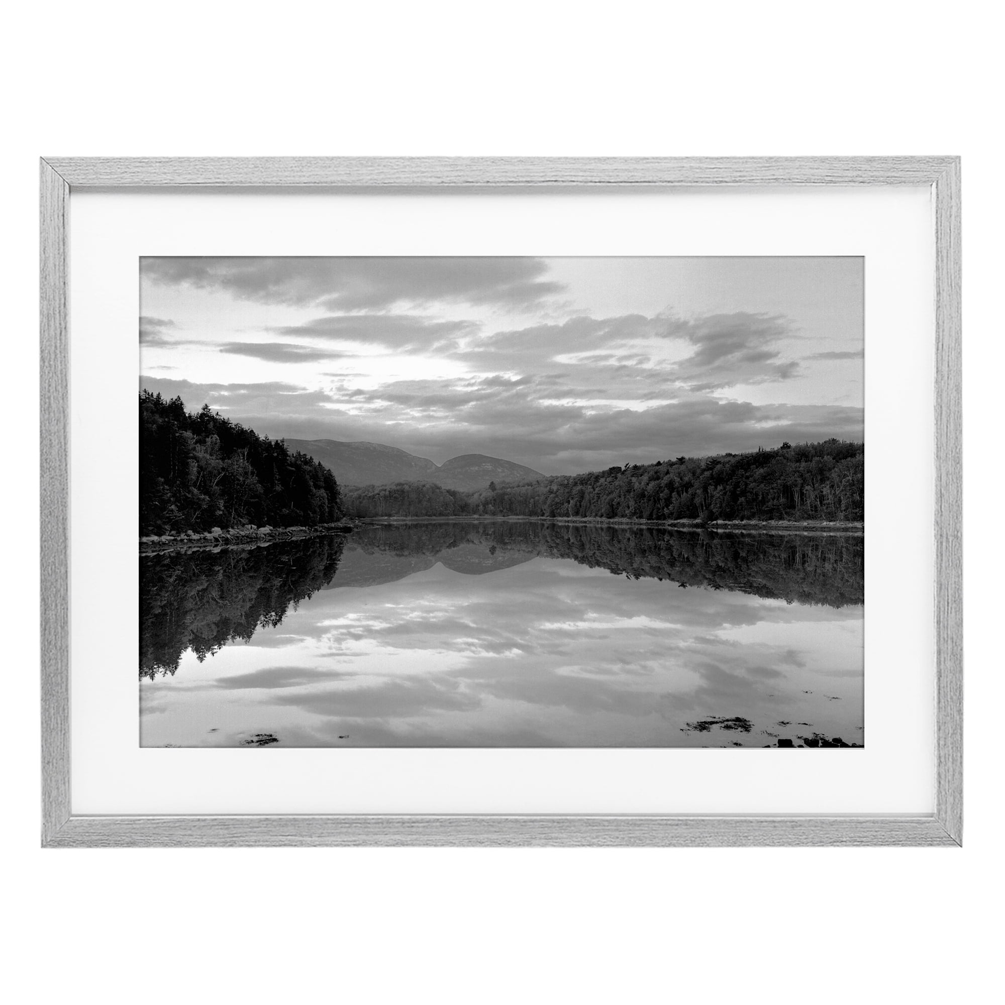 Stupell Industries Acadia Reflection in Monochrome Gray Framed Print Under Glass, design by MJ Photography