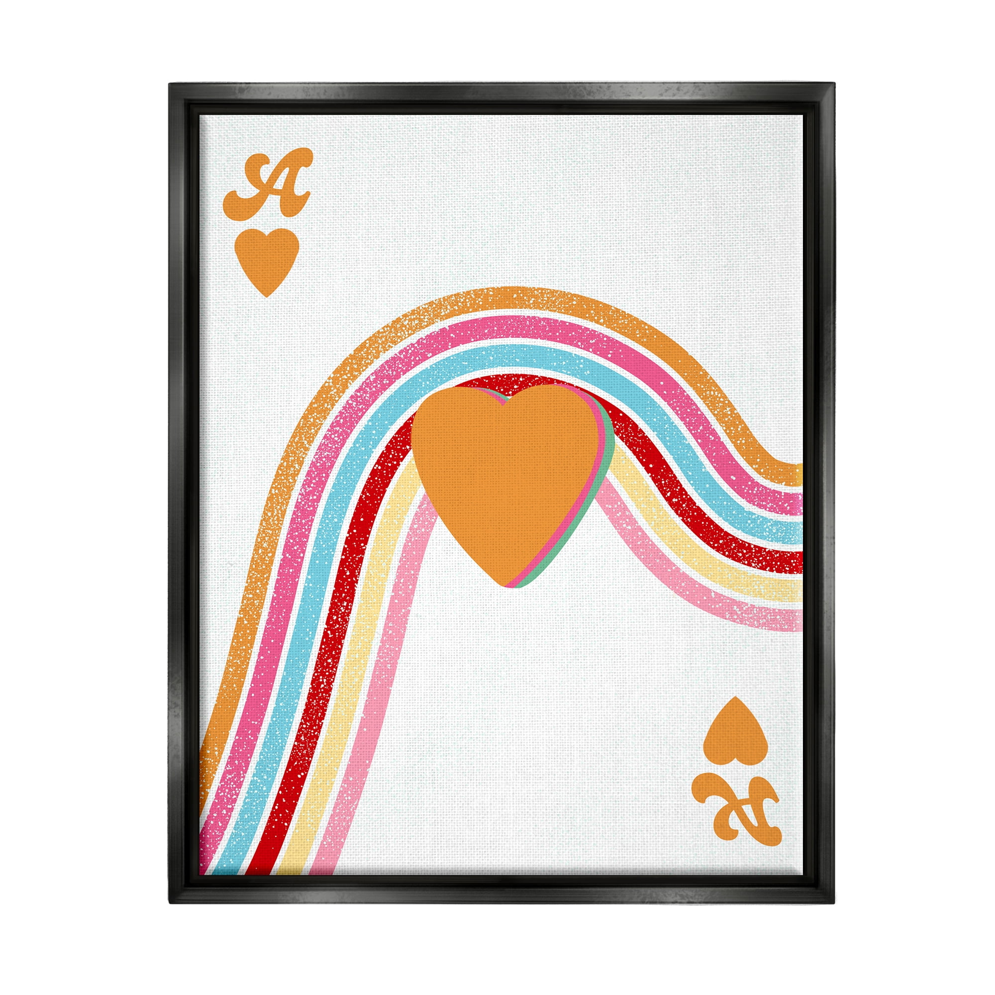 Stupell Industries Ace Of Hearts Rainbow Shapes Religious Painting Black Floater Framed Art Print Wall Art