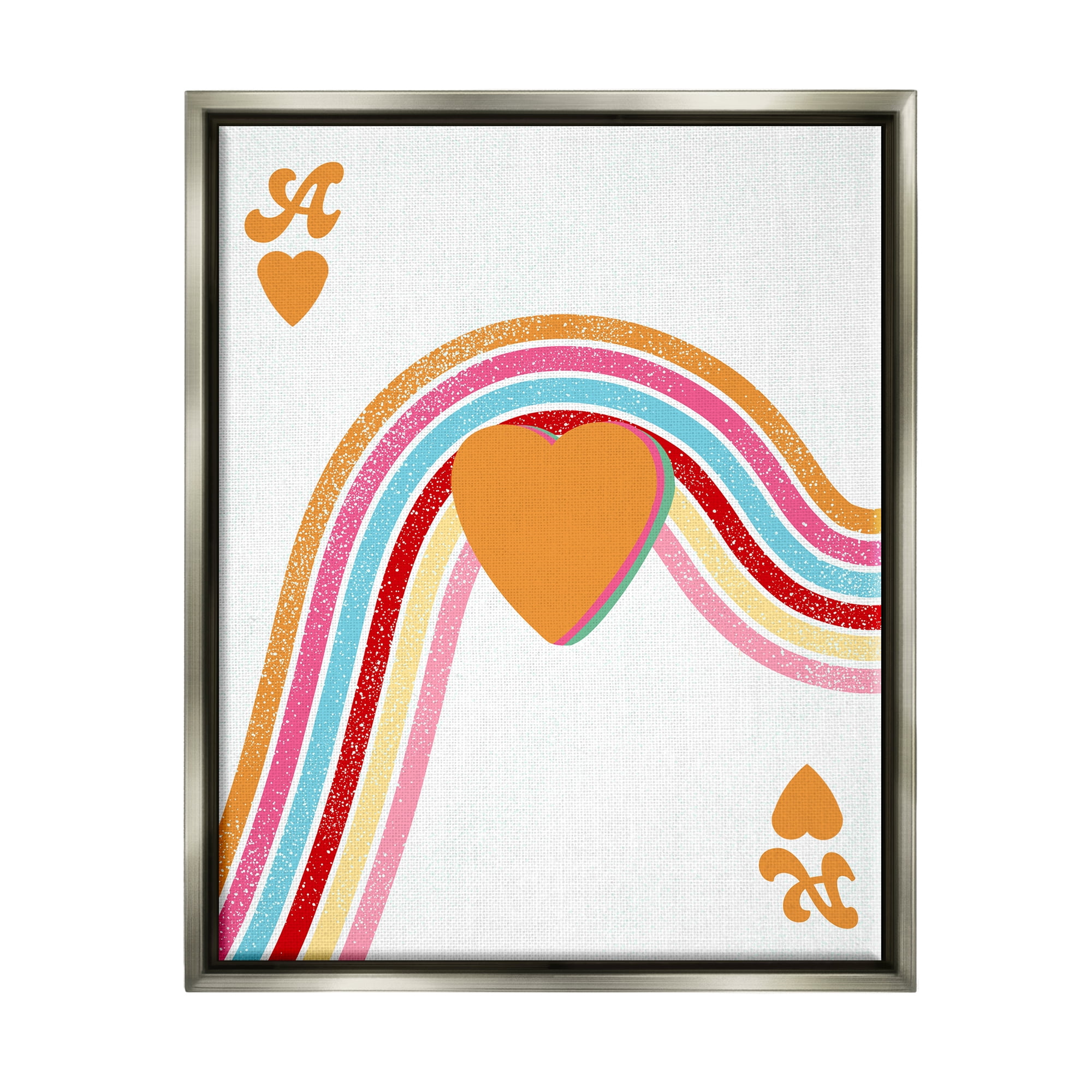 Stupell Industries Ace Of Hearts Rainbow Shapes Religious Painting Gray Floater Framed Art Print Wall Art
