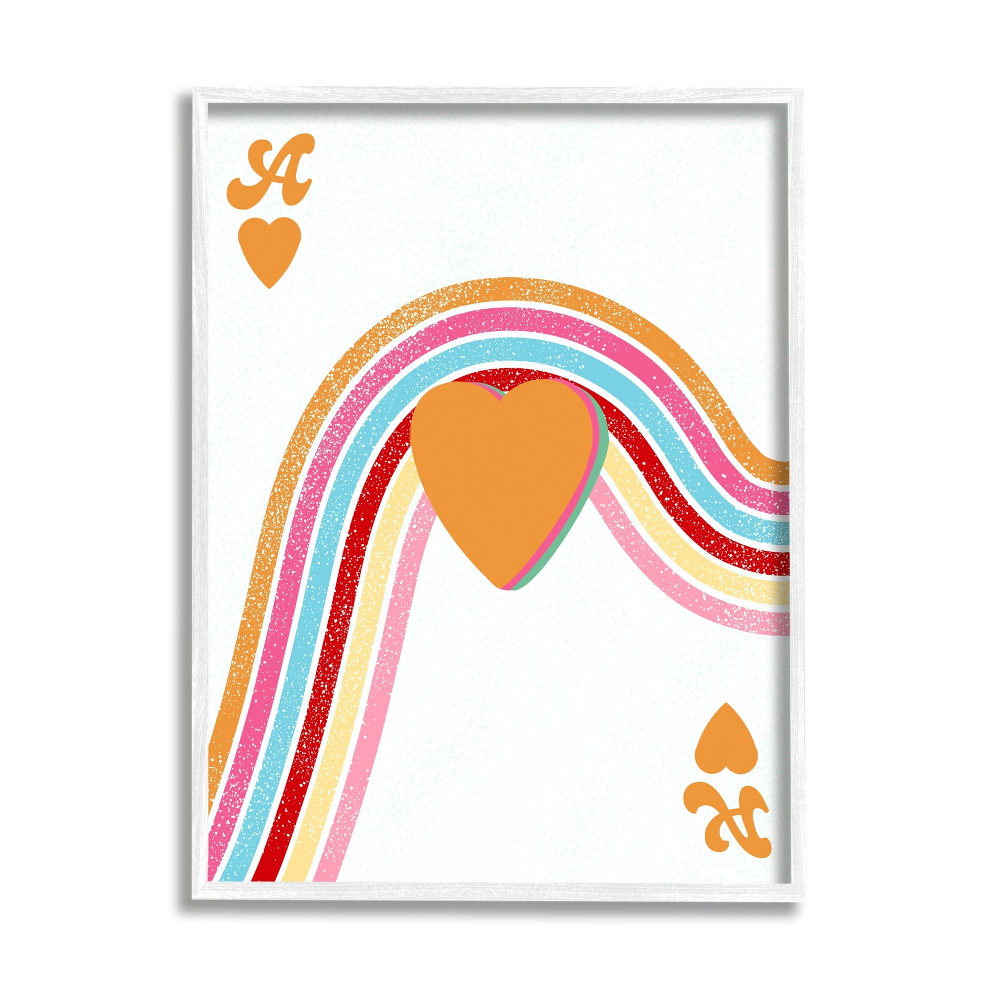 Stupell Industries Ace Of Hearts Rainbow Shapes Religious Painting White Framed Art Print Wall Art