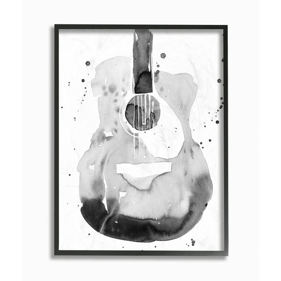 Stupell Industries Acoustic Guitar Abstract Watercolor Pattern Painting Framed Wall Art by Annie Warren