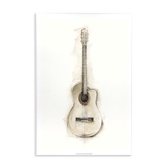 Stupell Industries Rustic Lodge Acoustic Guitar Watercolor Drawing Design Wall Plaque Art, 13 x 19, by Ethan Harper