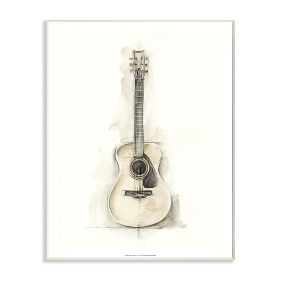 Stupell Industries Acoustic Guitar Watercolor Drawing Unframed Art Print Wall Art, 13x19, by Ethan Harper