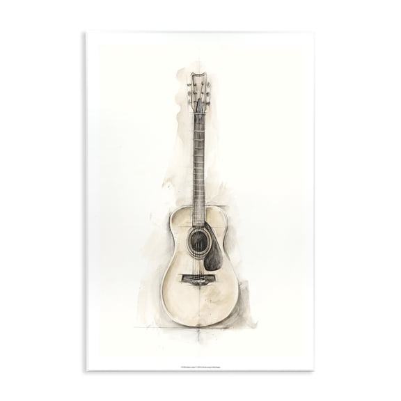 Stupell Industries Rustic Lodge Acoustic Guitar Watercolor Drawing Wall Plaque Art, 13 x 19, by Ethan Harper