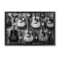 Stupell Industries Acoustic Guitars Hanging Entertainment Painting Black Floater Framed Canvas Art Print Wall Art, 25 x 17