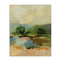 Stupell Industries Across The River Abstract Landscape Painting Gallery Wrapped Canvas Art Print Wall Art, 16 x 20