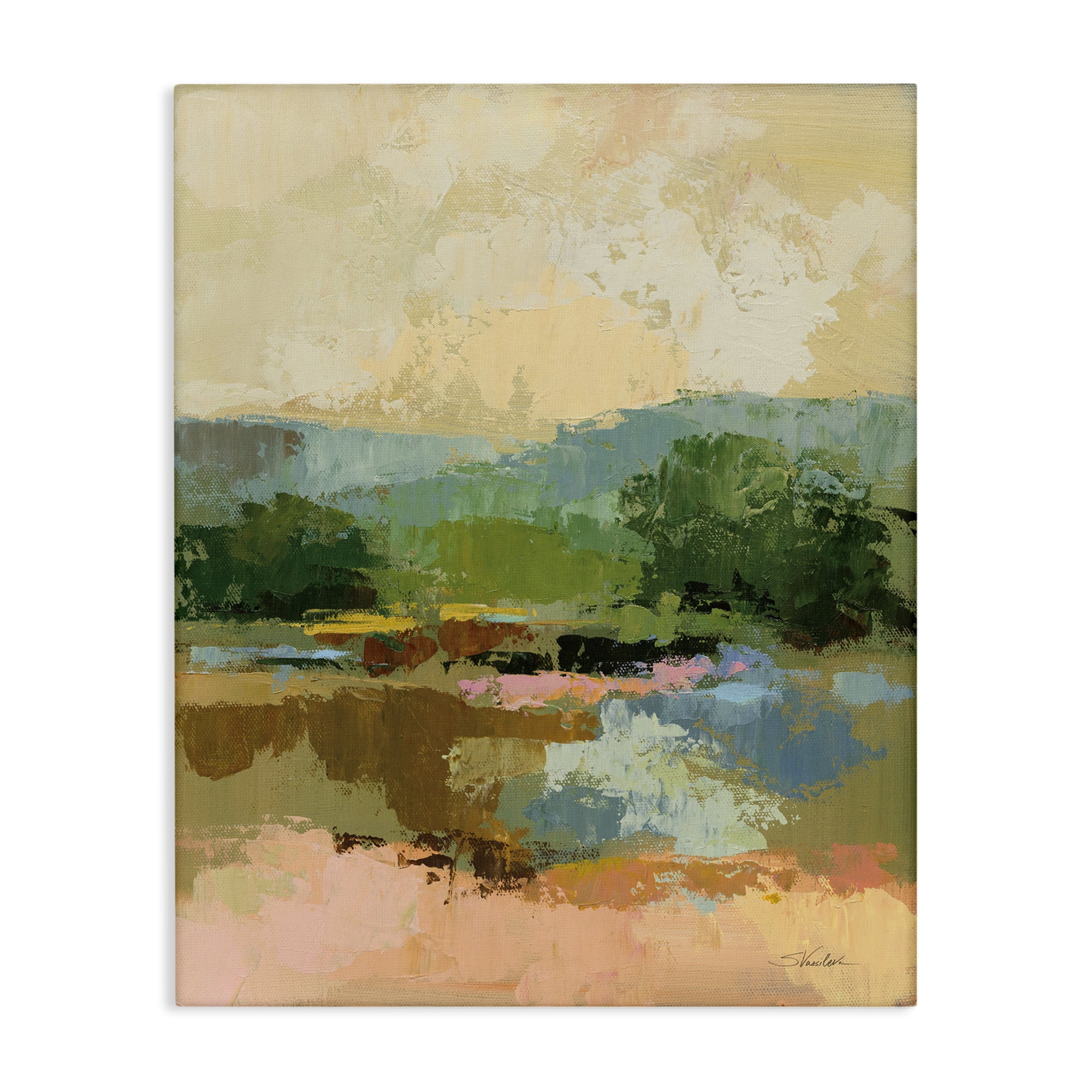 Stupell Industries Across The River View Landscape Painting Gallery Wrapped Canvas Art Print Wall Art, 16 x 20