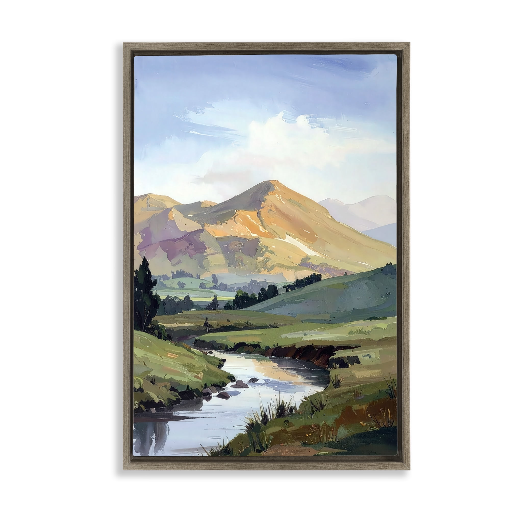 Stupell Industries Across The Valley Brown Framed Floater Canvas Wall Art, design by Alonza Saunders