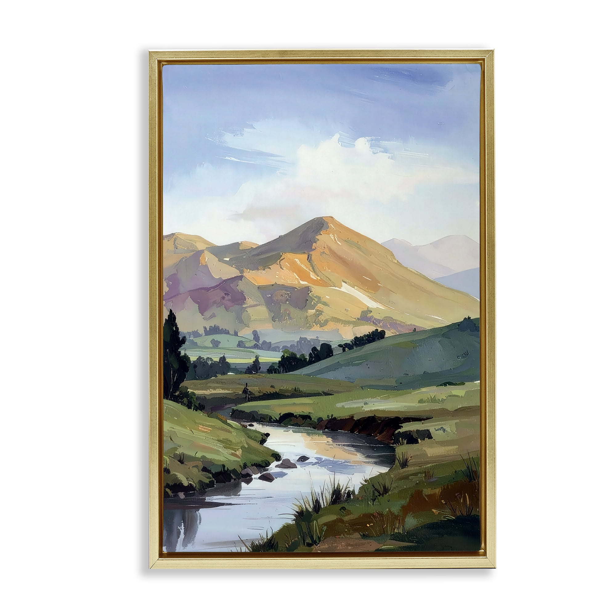 Stupell Industries Across The Valley Gold Framed Floater Canvas Wall Art, design by Alonza Saunders