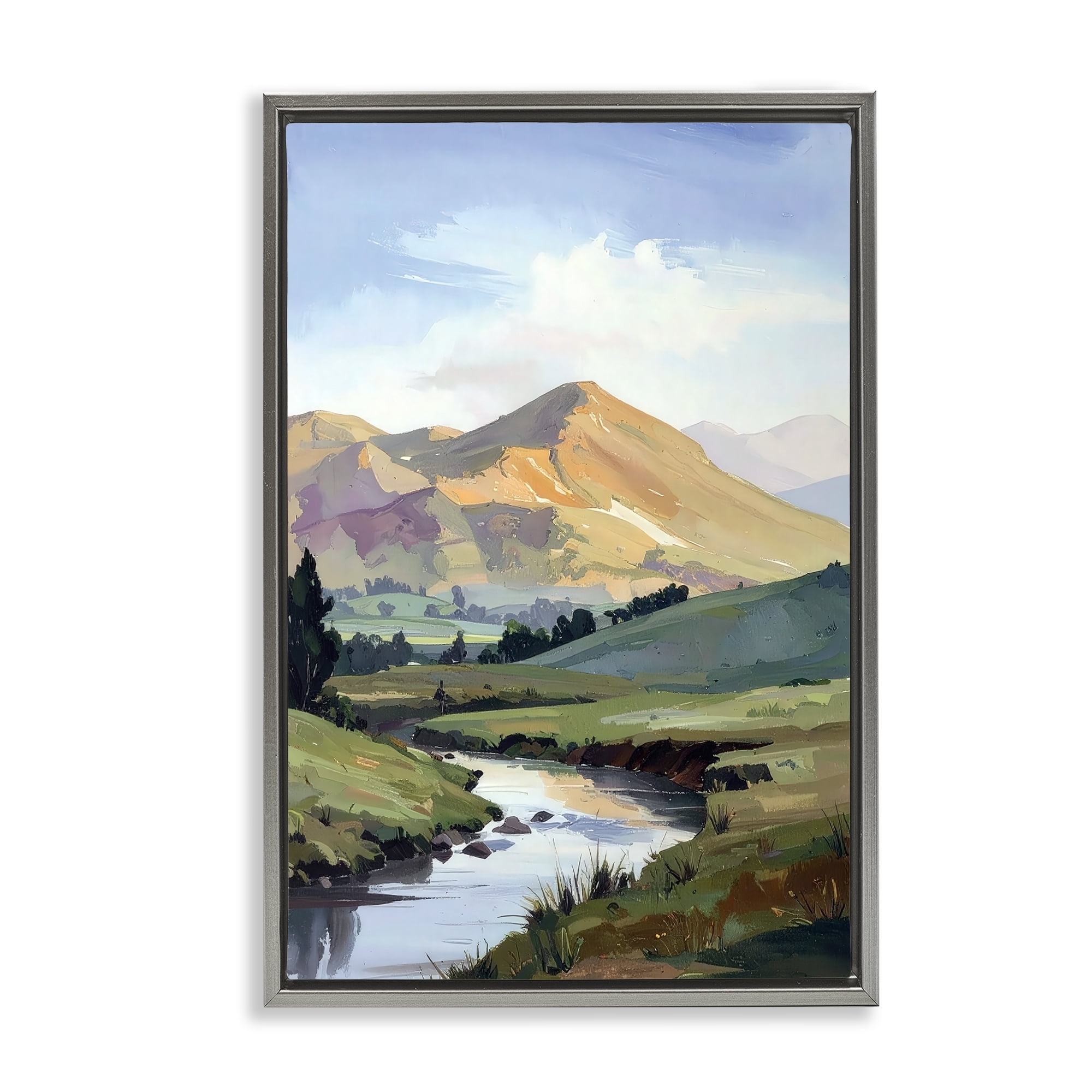 Stupell Industries Across The Valley Gray Framed Floater Canvas Wall Art, design by Alonza Saunders