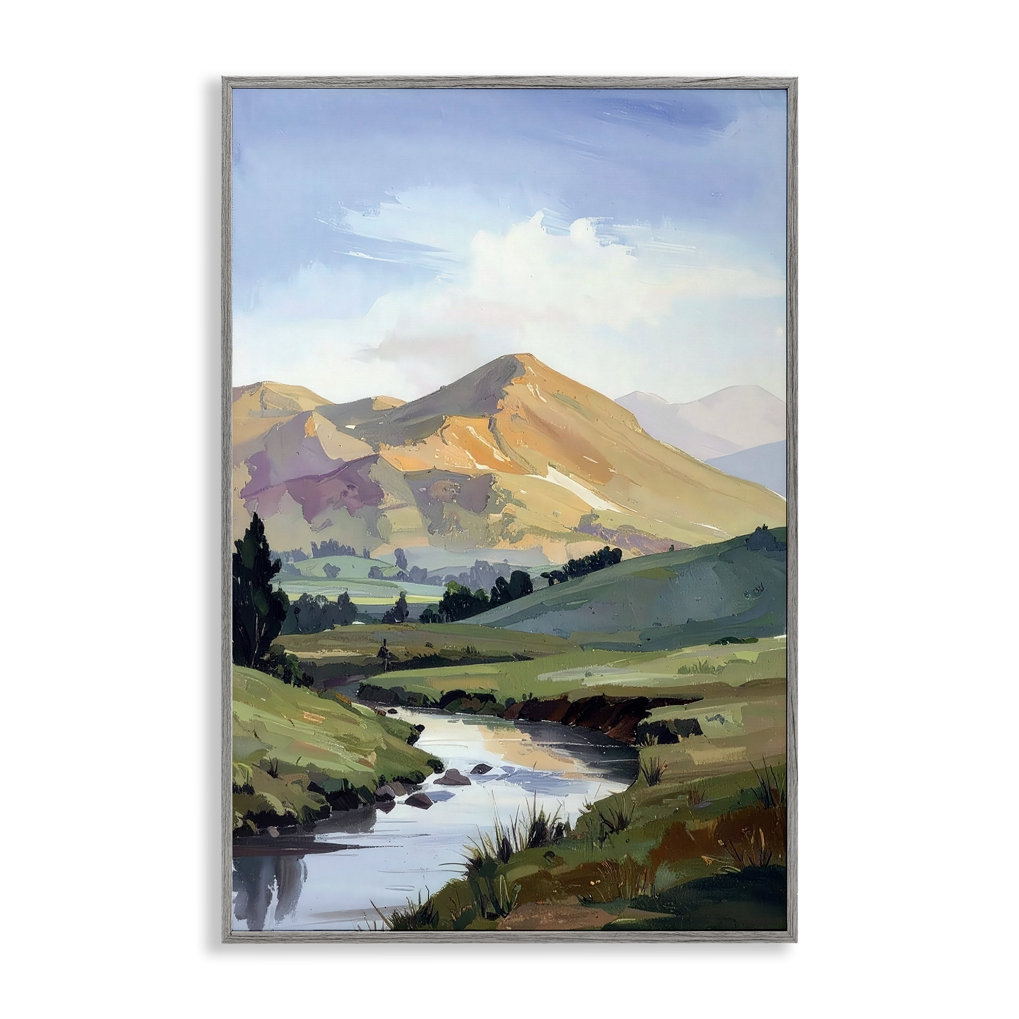 Stupell Industries Across The Valley Gray Framed Giclee Art, design by Alonza Saunders