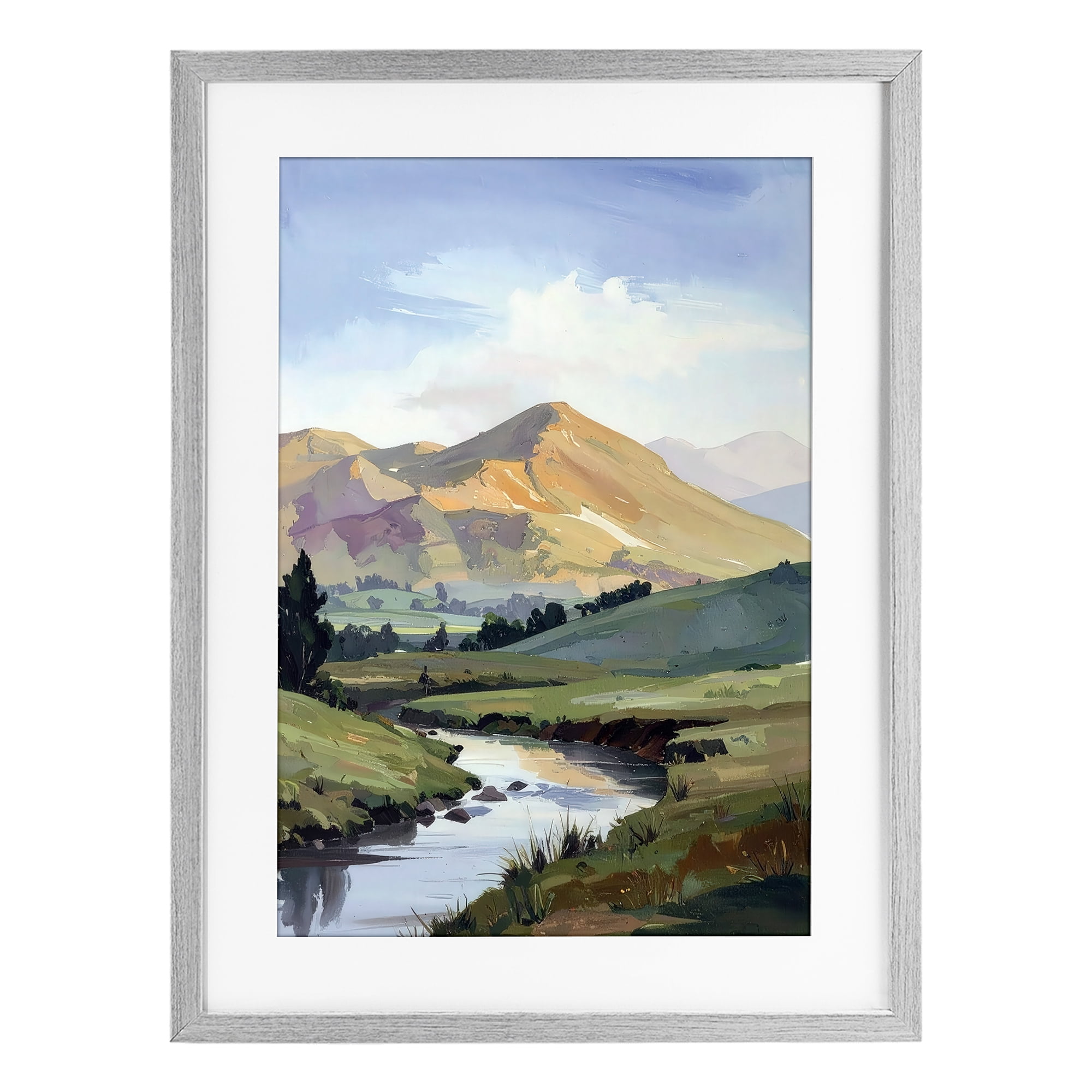 Stupell Industries Across The Valley Gray Framed Print Under Glass, design by Alonza Saunders