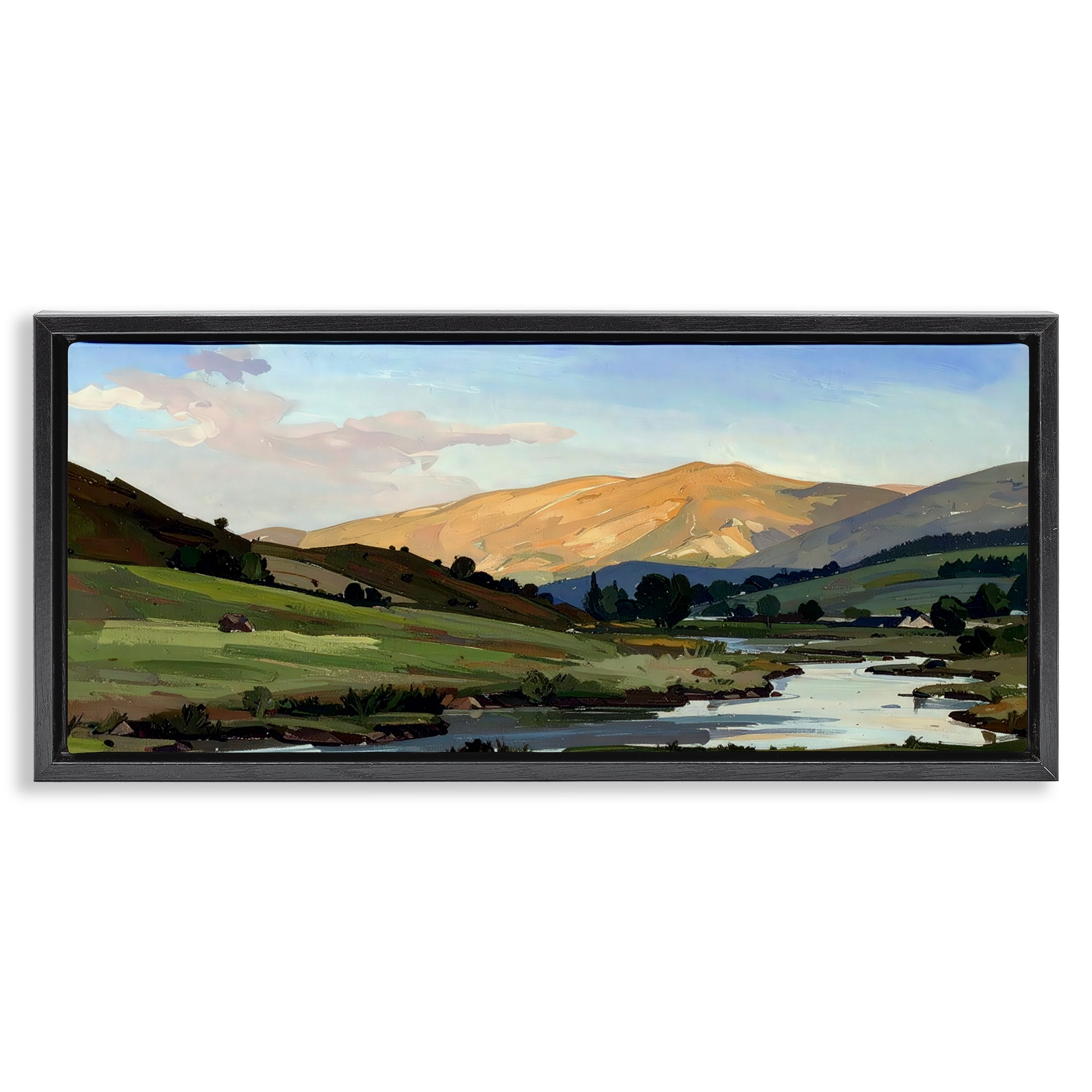 Stupell Industries Across The Valley Landscape Black Framed Floater Canvas Wall Art, design by Alonza Saunders