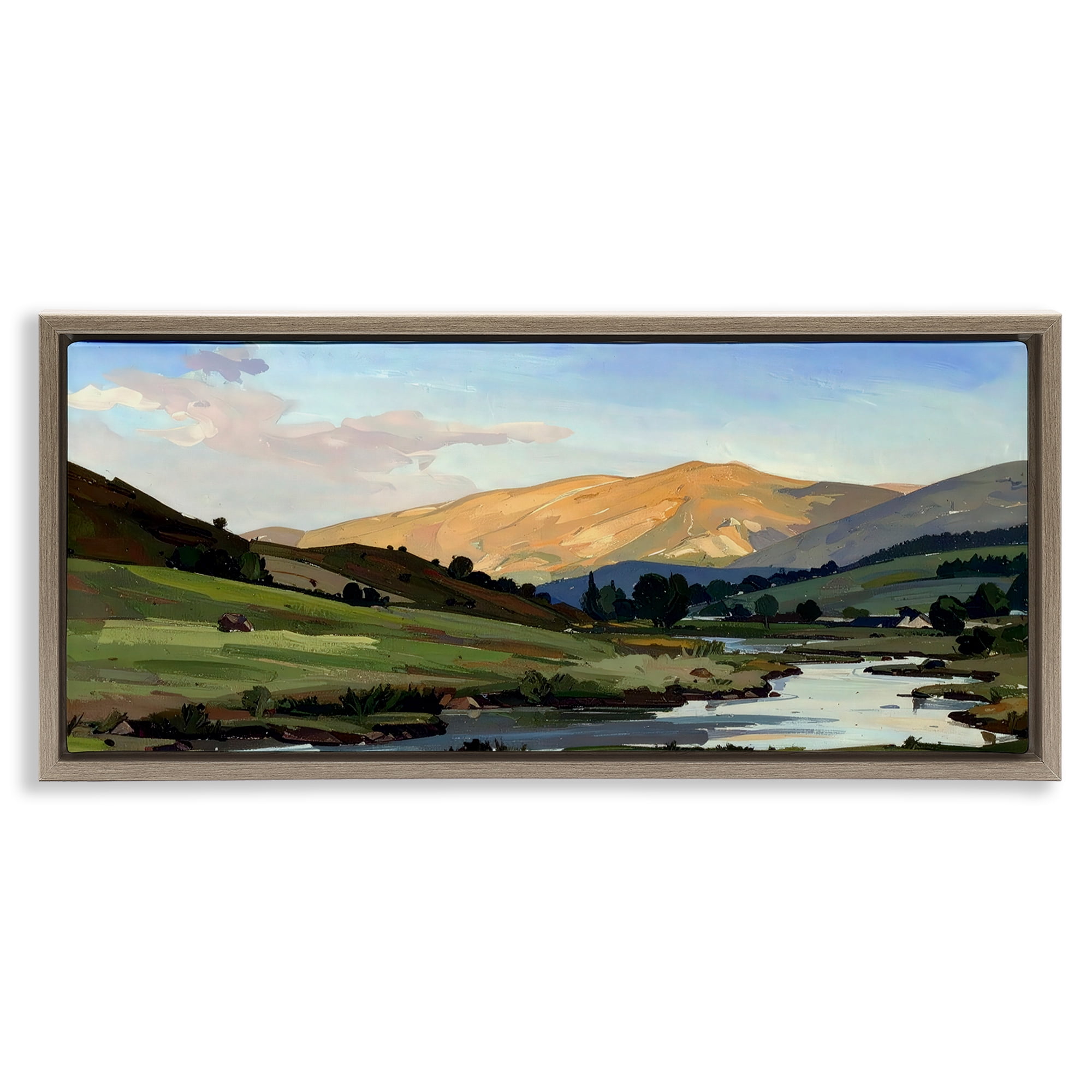 Stupell Industries Across The Valley Landscape Brown Framed Floater Canvas Wall Art, design by Alonza Saunders