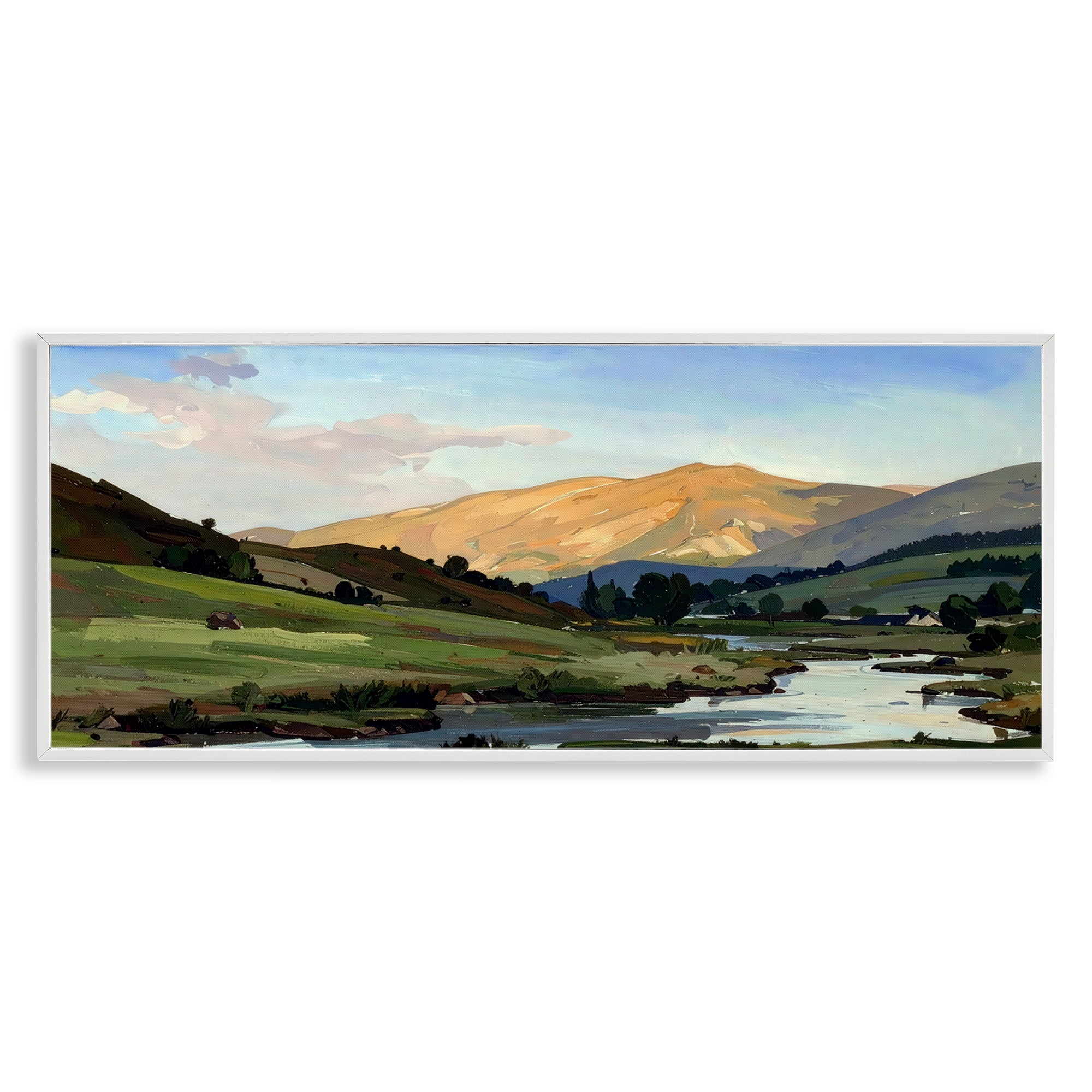 Stupell Industries Across The Valley Landscape White Framed Giclee Art, design by Alonza Saunders
