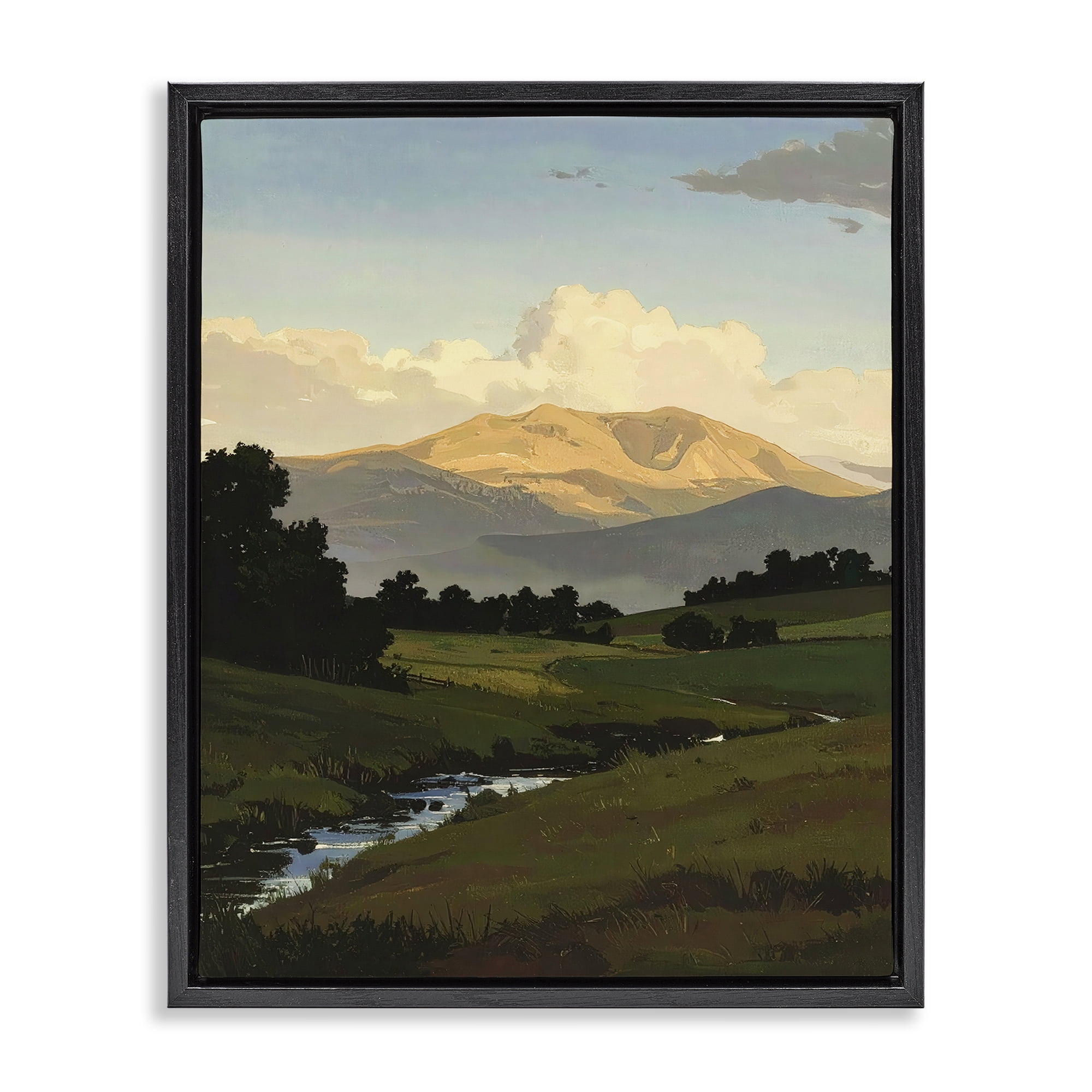 Stupell Industries Across The Valley Nature Black Framed Floater Canvas Wall Art, design by Alonza Saunders
