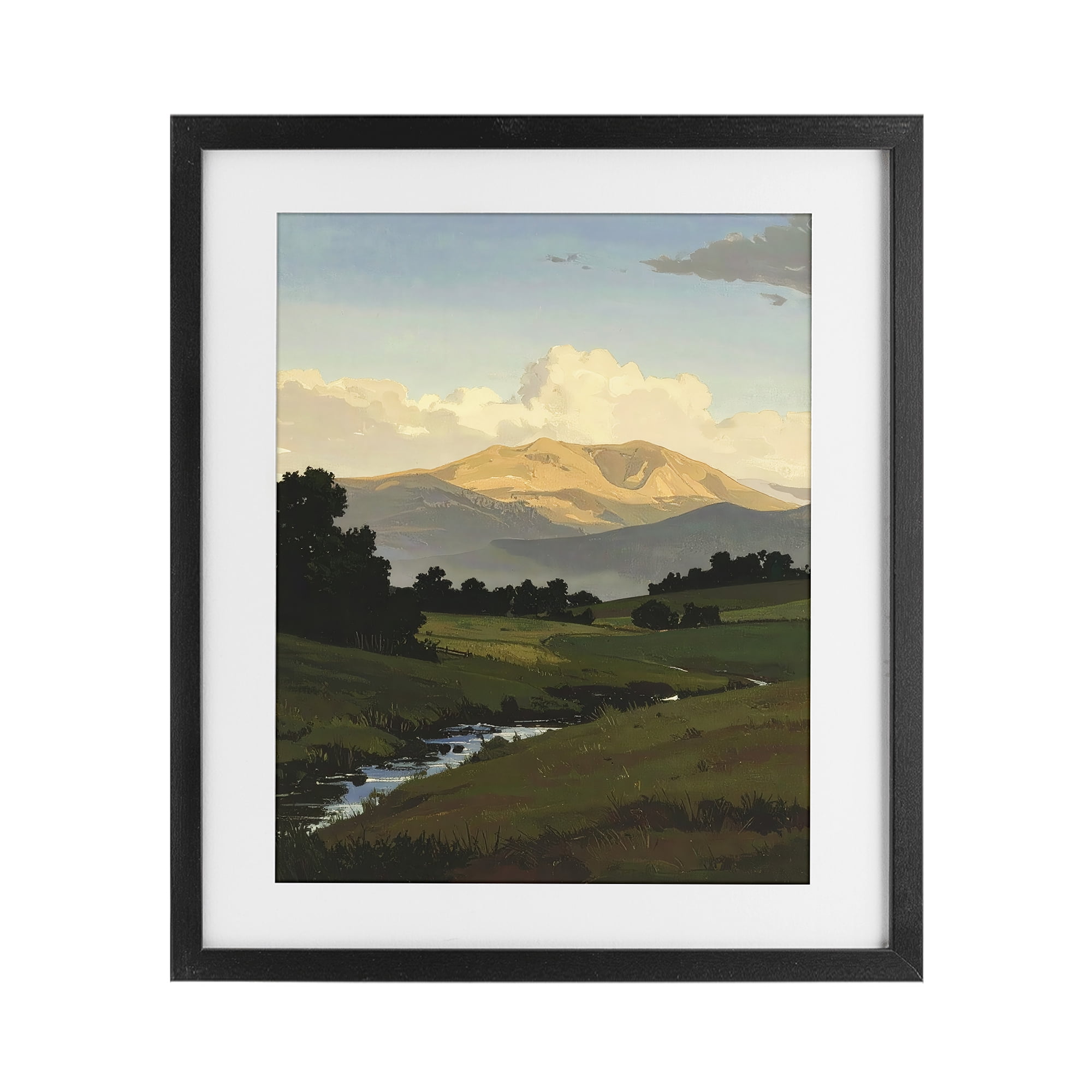Stupell Industries Across The Valley Nature Black Framed Print Under Glass, design by Alonza Saunders