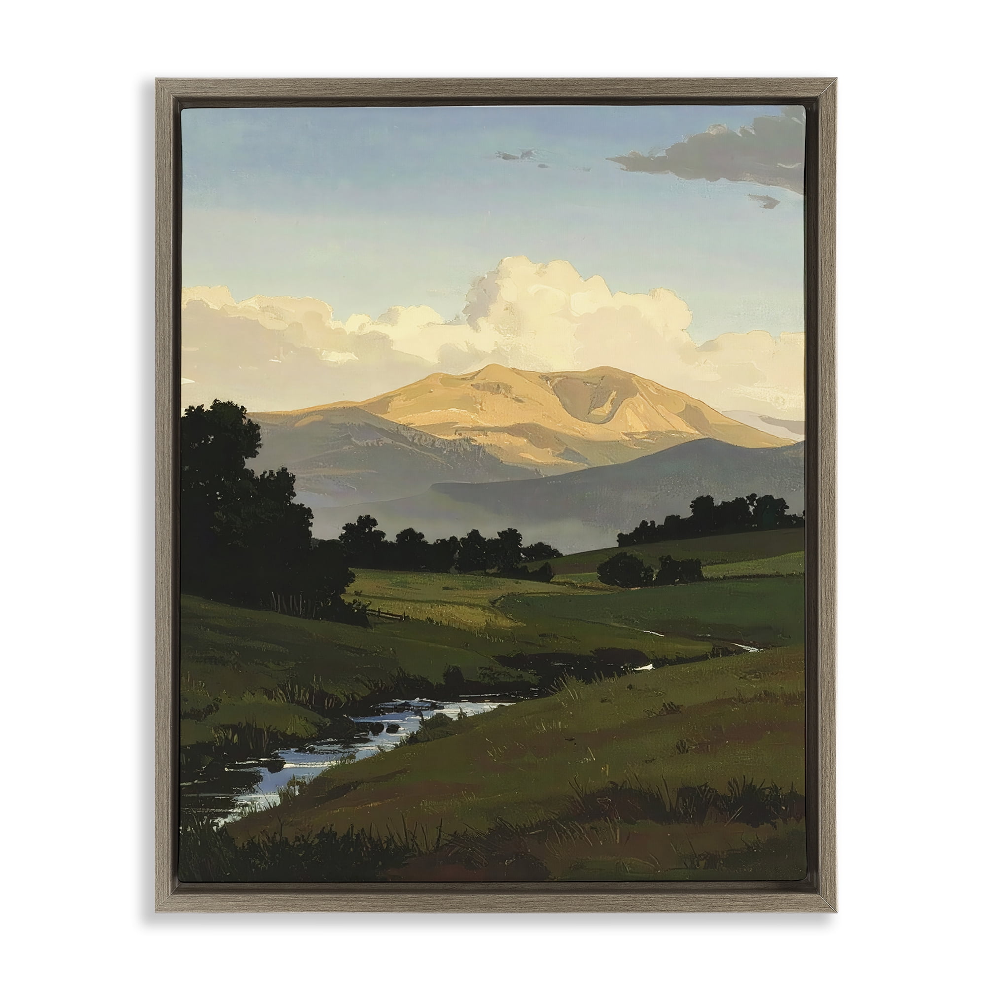 Stupell Industries Across The Valley Nature Brown Framed Floater Canvas Wall Art, design by Alonza Saunders