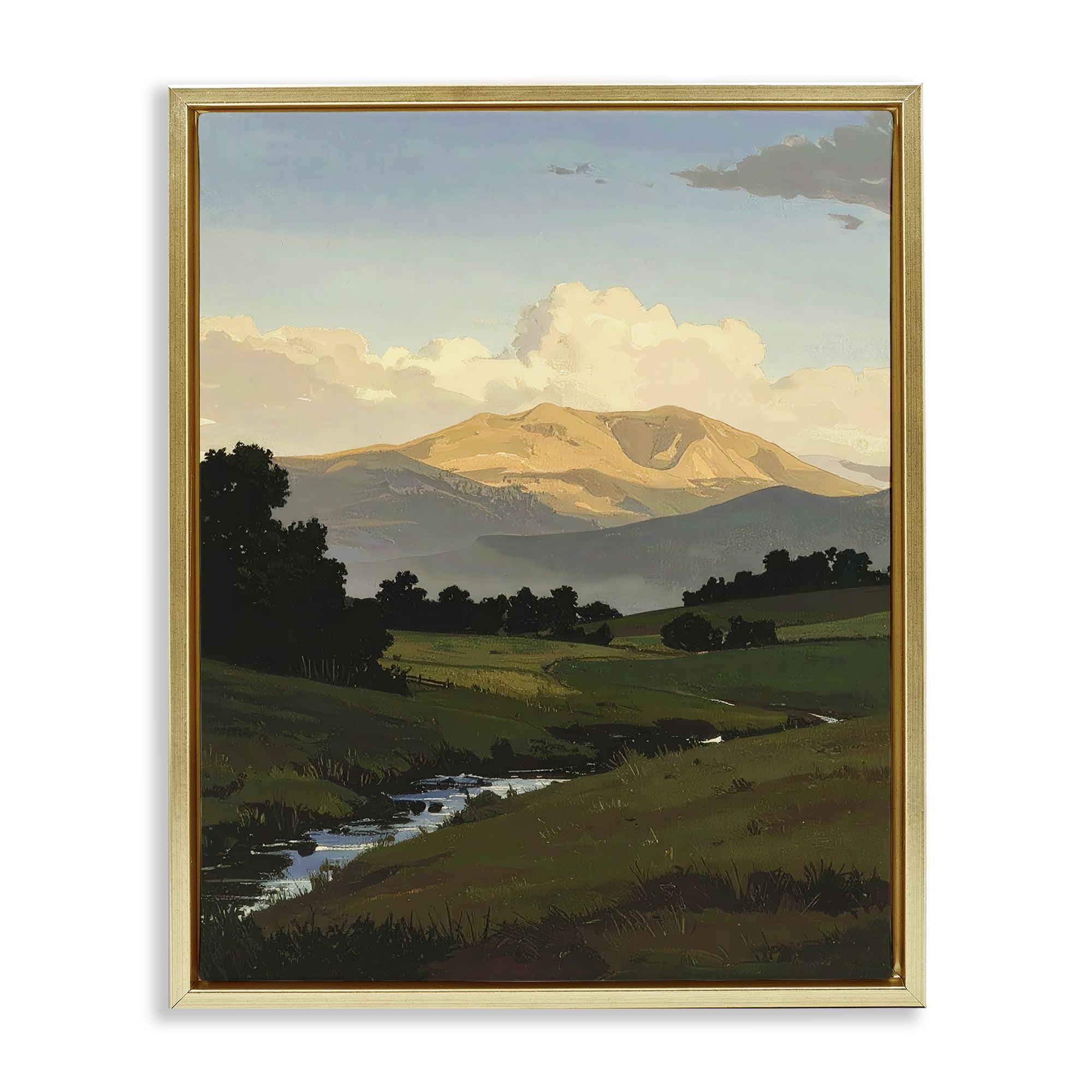 Stupell Industries Across The Valley Nature Gold Framed Floater Canvas Wall Art, design by Alonza Saunders