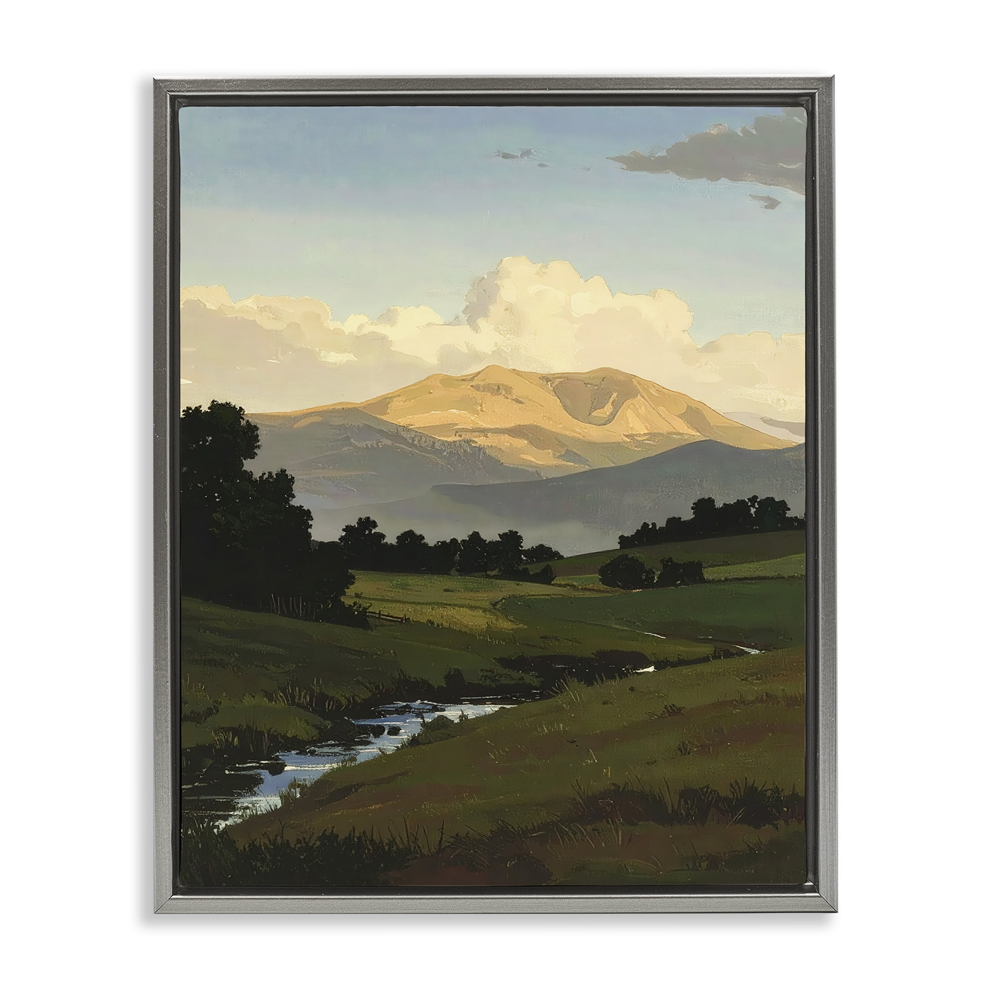 Stupell Industries Across The Valley Nature Gray Framed Floater Canvas Wall Art, design by Alonza Saunders