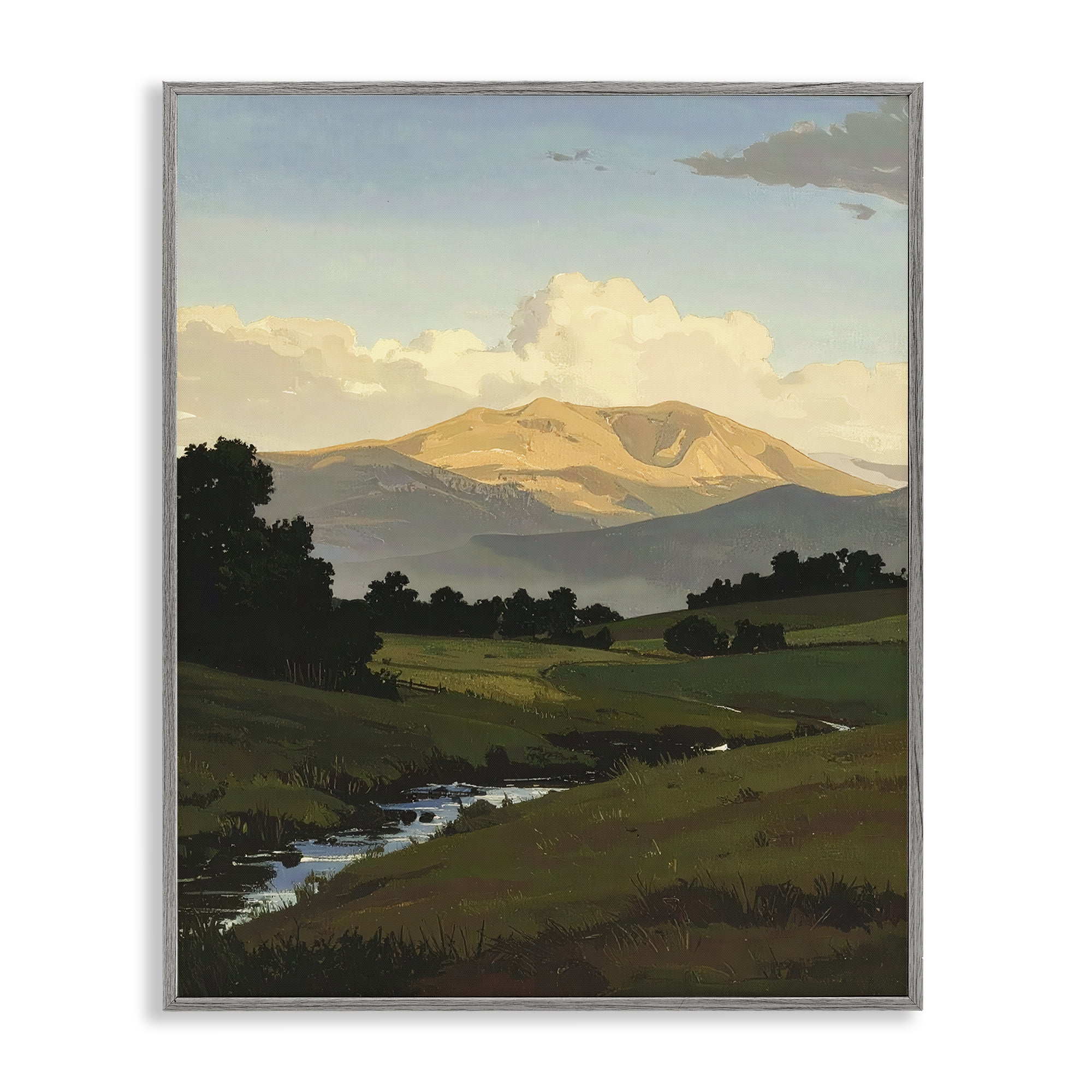 Stupell Industries Across The Valley Nature Gray Framed Giclee Art, design by Alonza Saunders