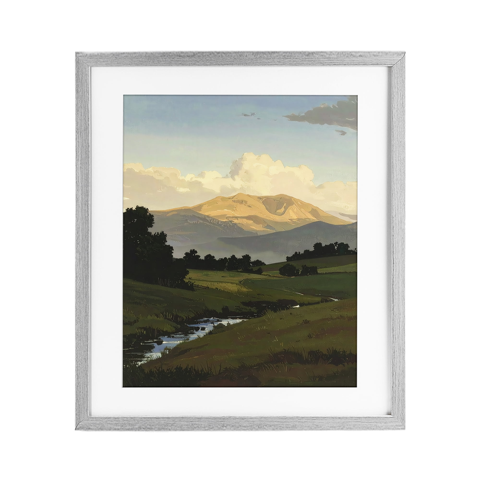 Stupell Industries Across The Valley Nature Gray Framed Print Under Glass, design by Alonza Saunders