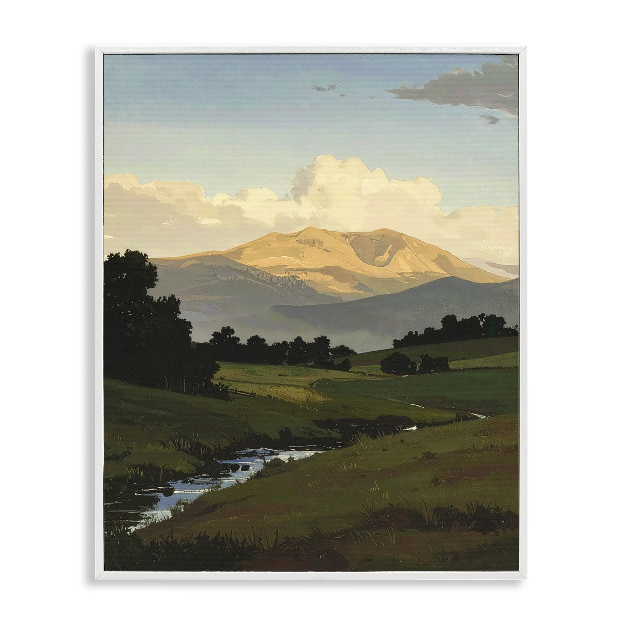Stupell Industries Across The Valley Nature White Framed Giclee Art, design by Alonza Saunders