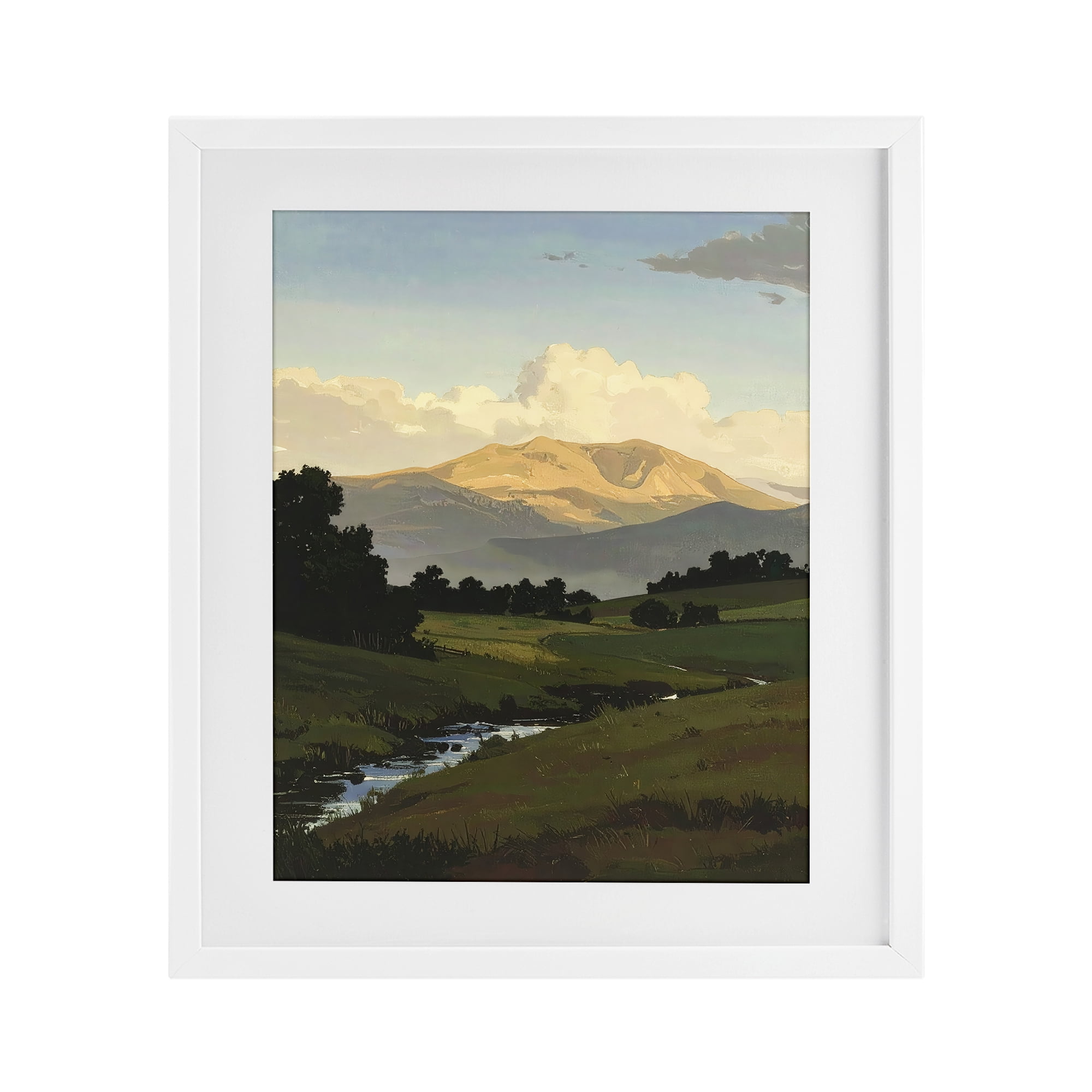 Stupell Industries Across The Valley Nature White Framed Print Under Glass, design by Alonza Saunders