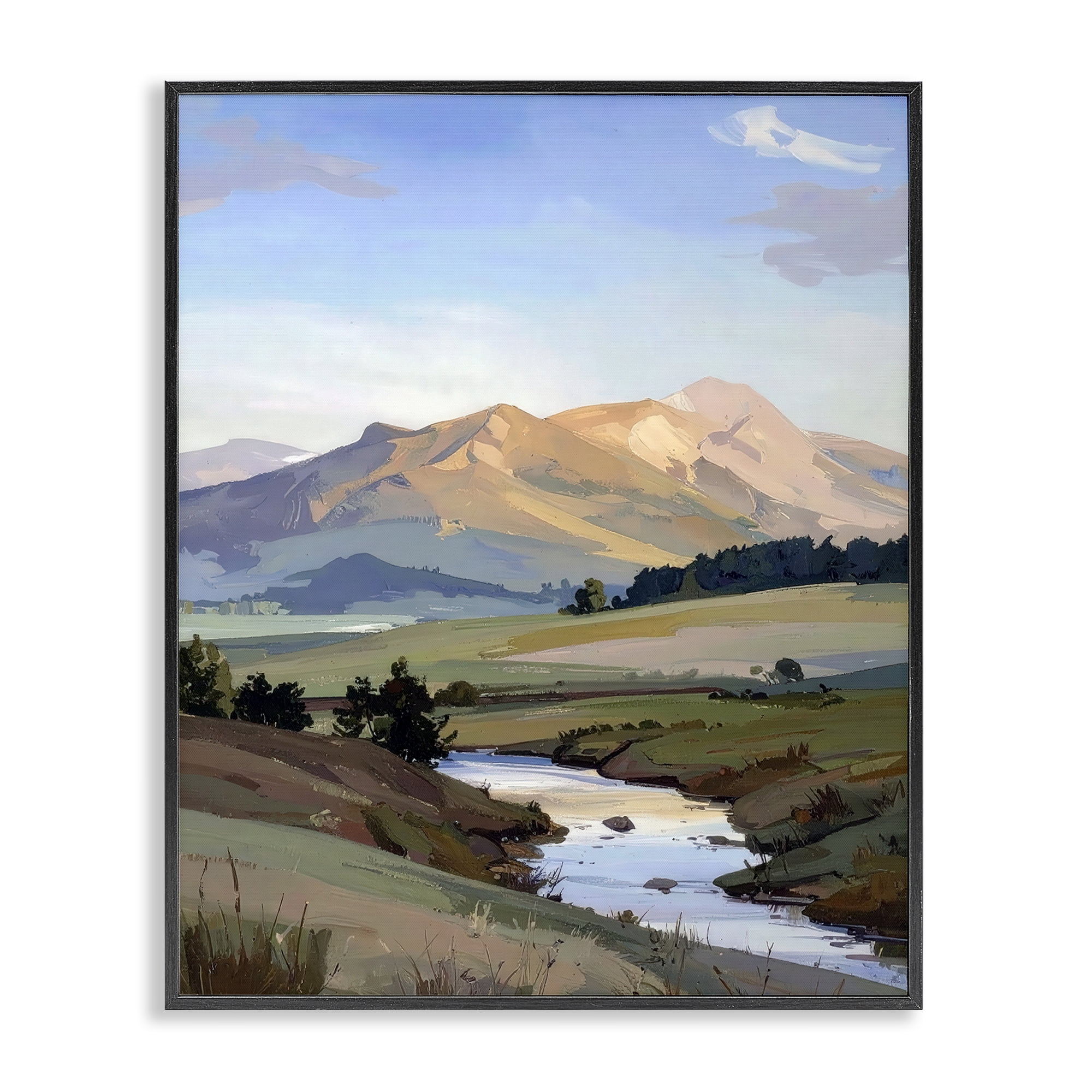 Stupell Industries Across The Valley River Black Framed Giclee Art, design by Alonza Saunders