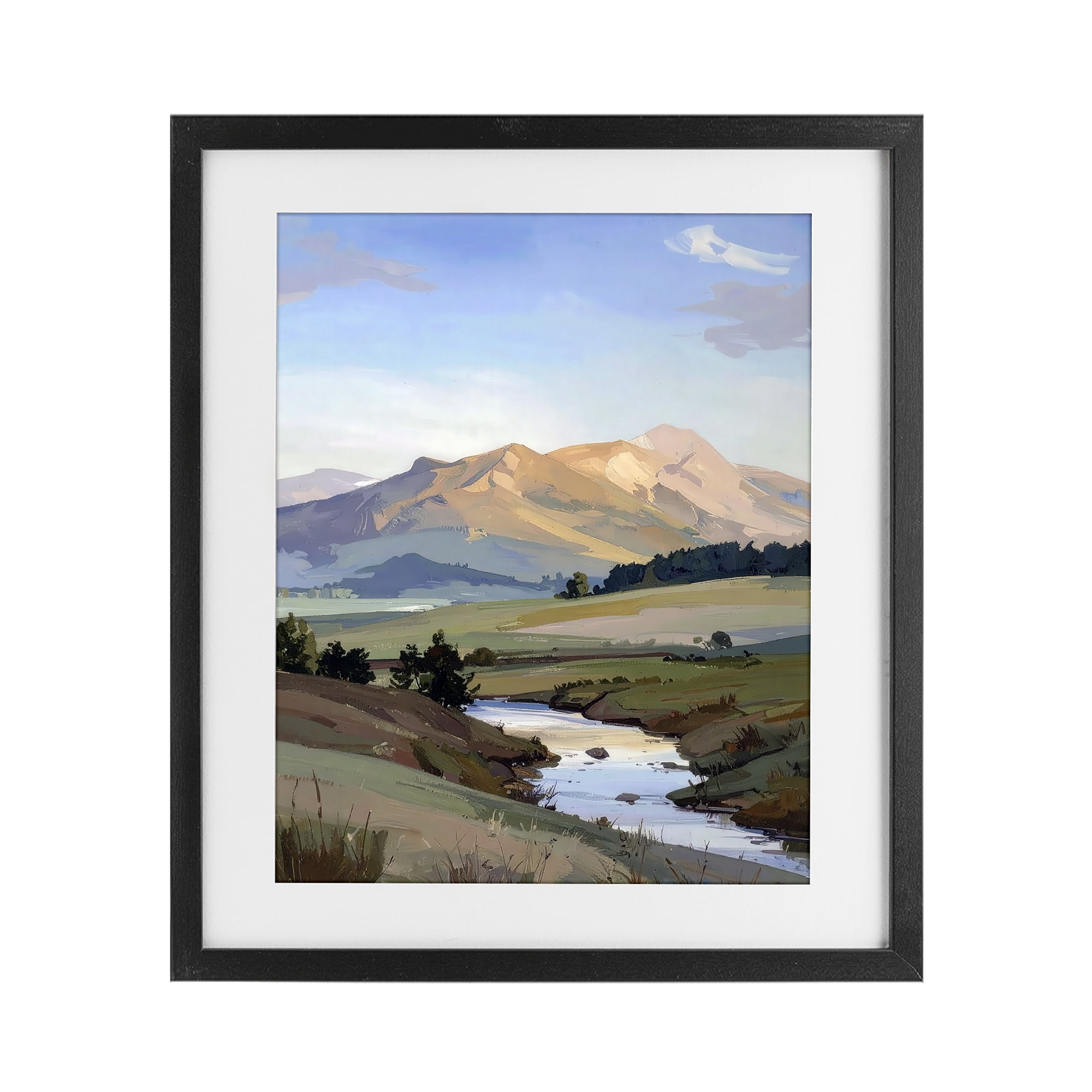 Stupell Industries Across The Valley River Black Framed Print Under Glass, design by Alonza Saunders