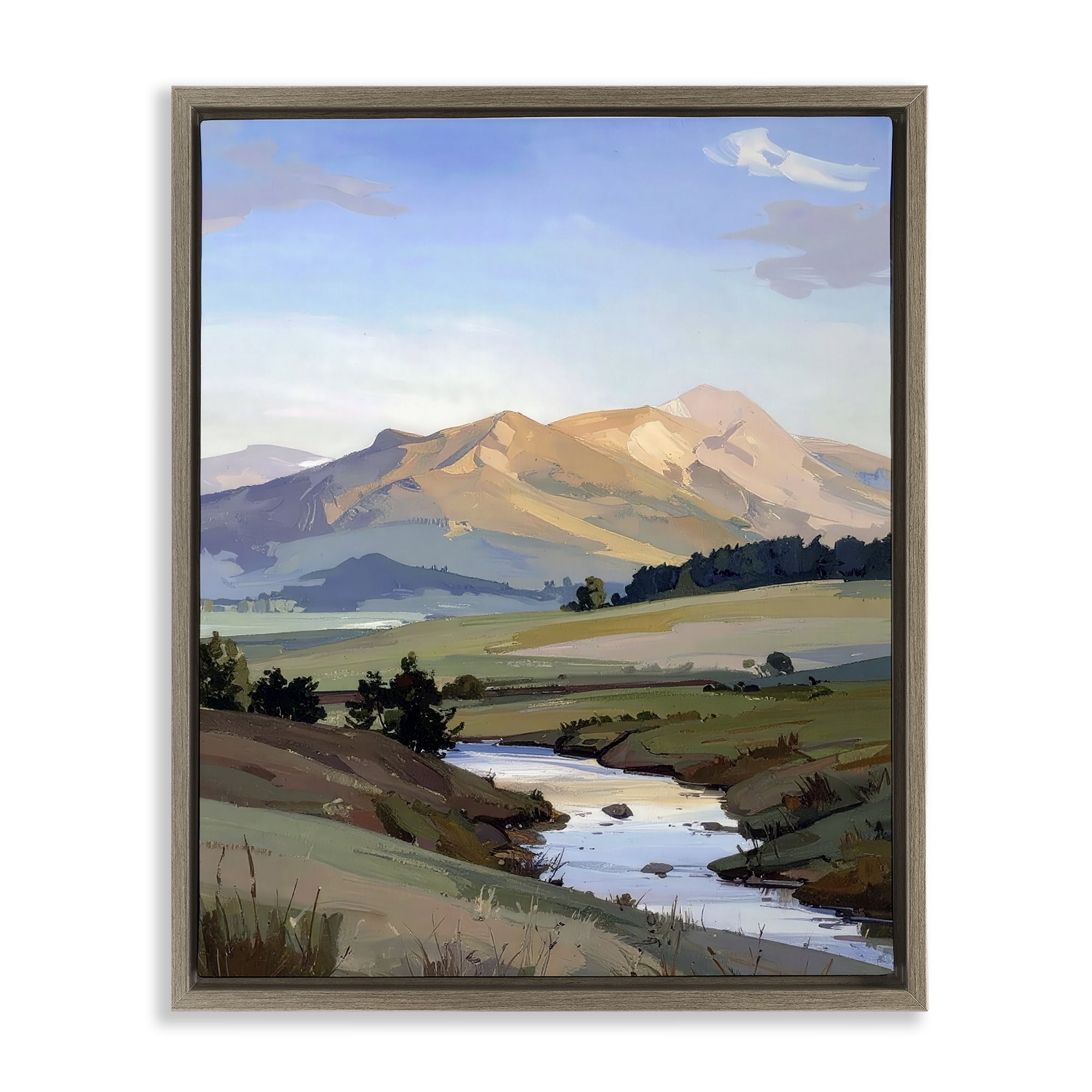 Stupell Industries Across The Valley River Brown Framed Floater Canvas Wall Art, design by Alonza Saunders