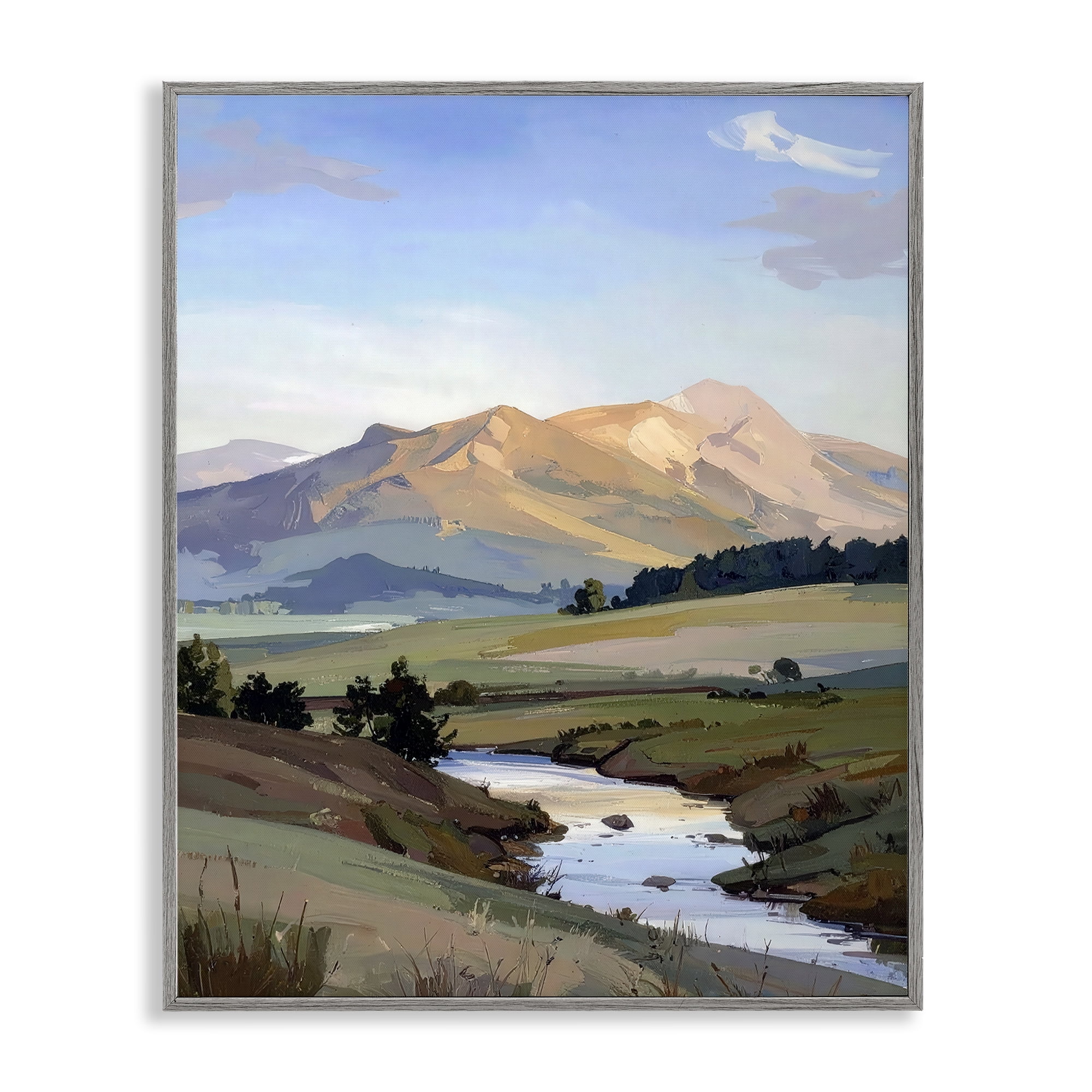 Stupell Industries Across The Valley River Gray Framed Giclee Art, design by Alonza Saunders