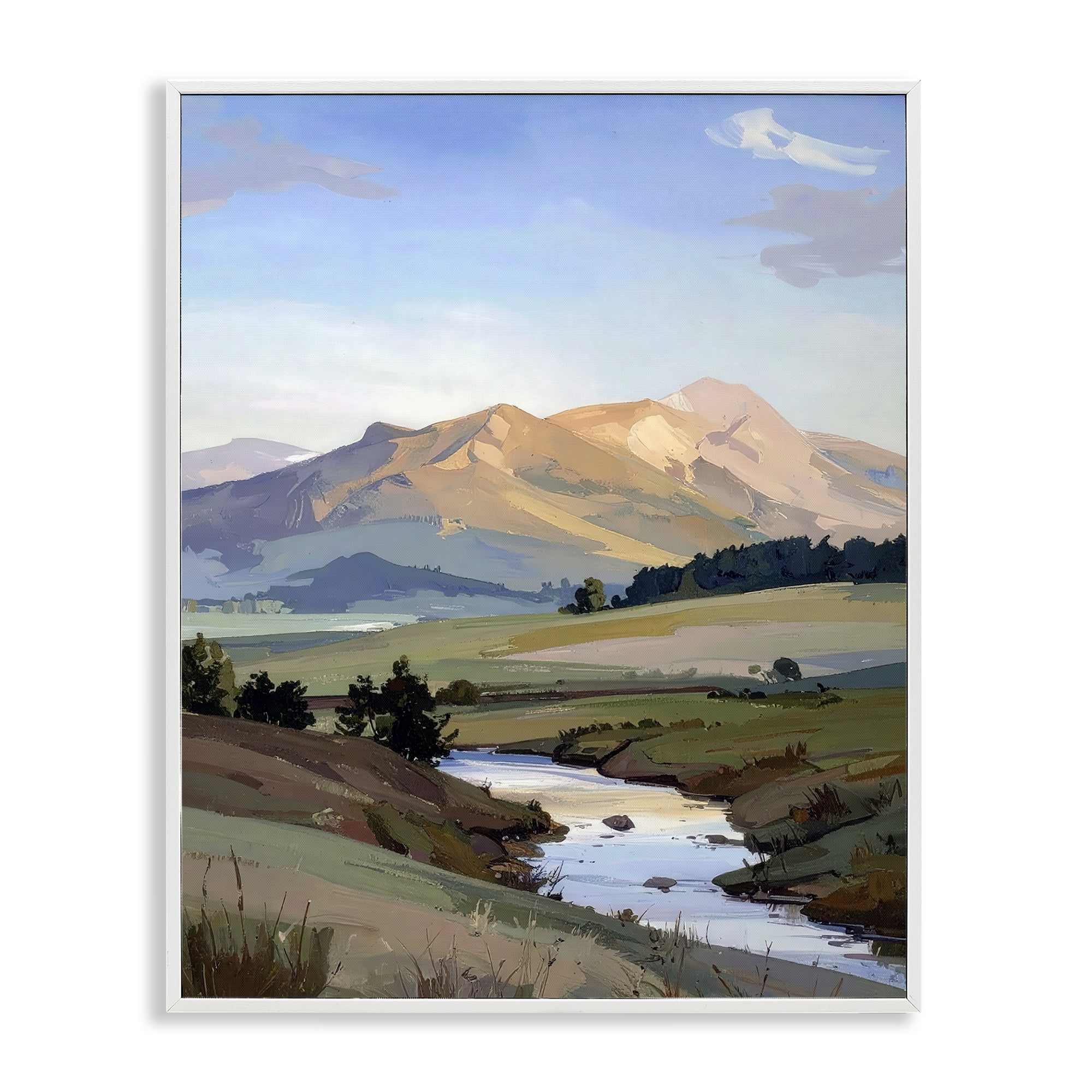 Stupell Industries Across The Valley River White Framed Giclee Art, design by Alonza Saunders